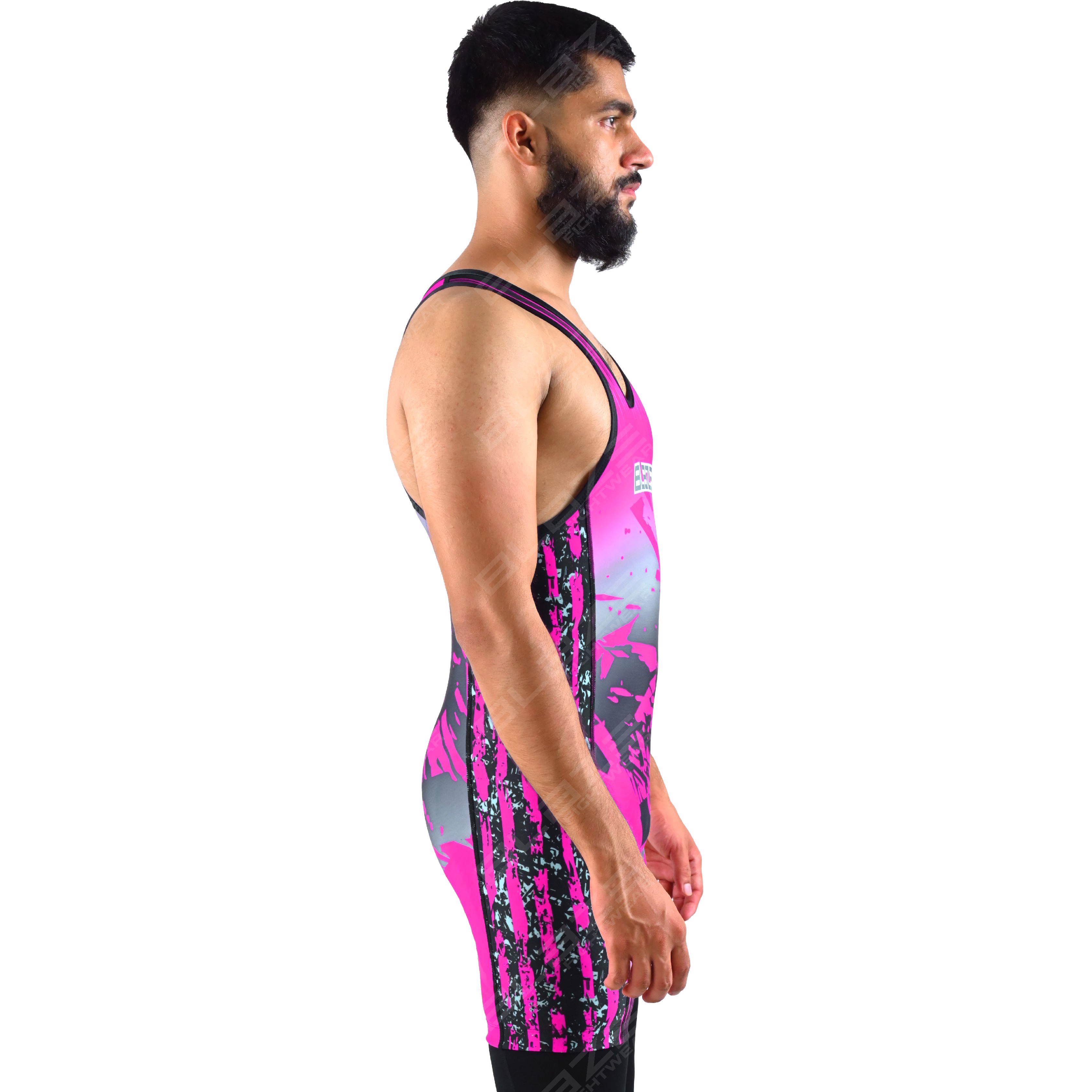 OEM men's high-stretch powerlifting singlet, one-piece wear featuring a classic knitted design - view 9