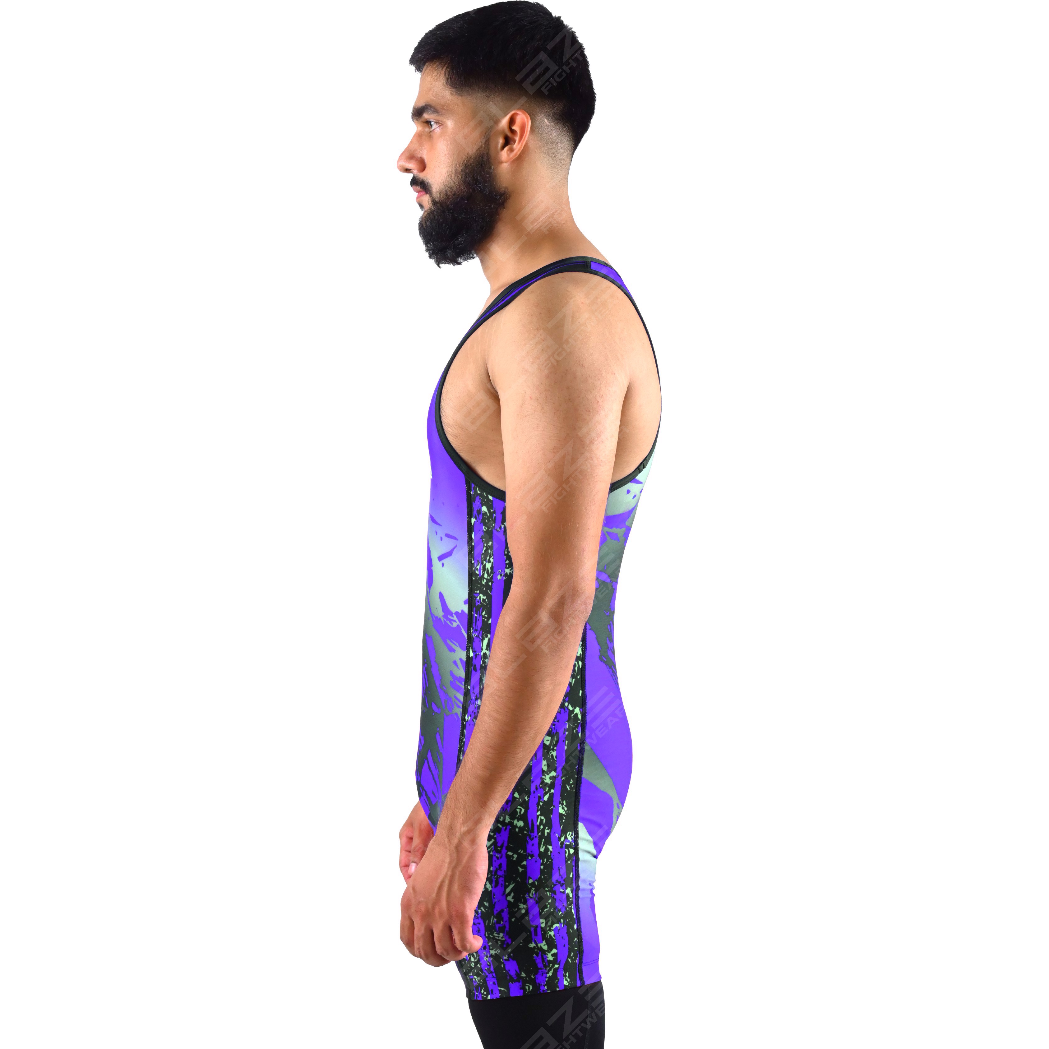  OEM men's high-elastic powerlifting singlet, one-piece outfit with a timeless knitted design. - view 2