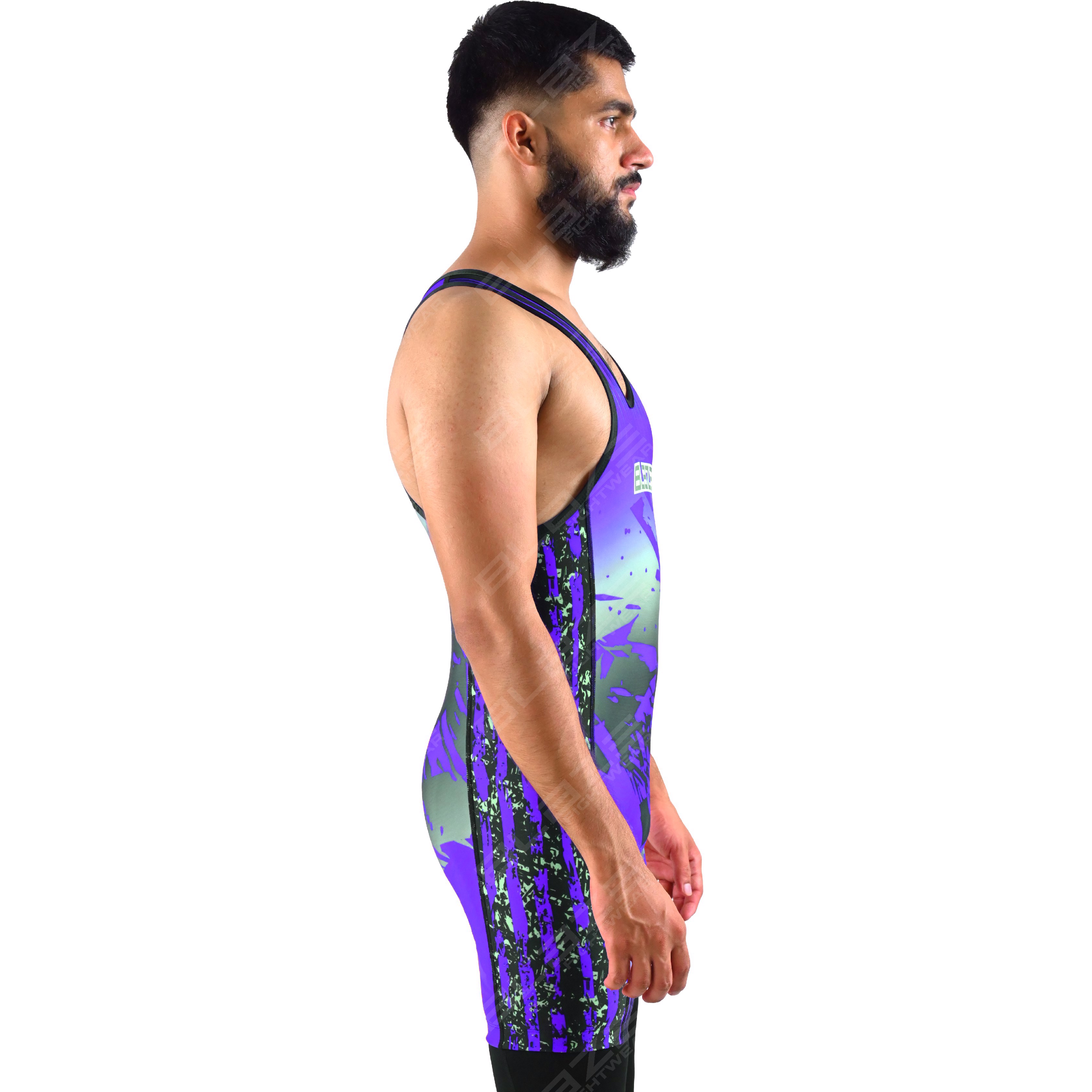  OEM men's high-elastic powerlifting singlet, one-piece outfit with a timeless knitted design. - view 4