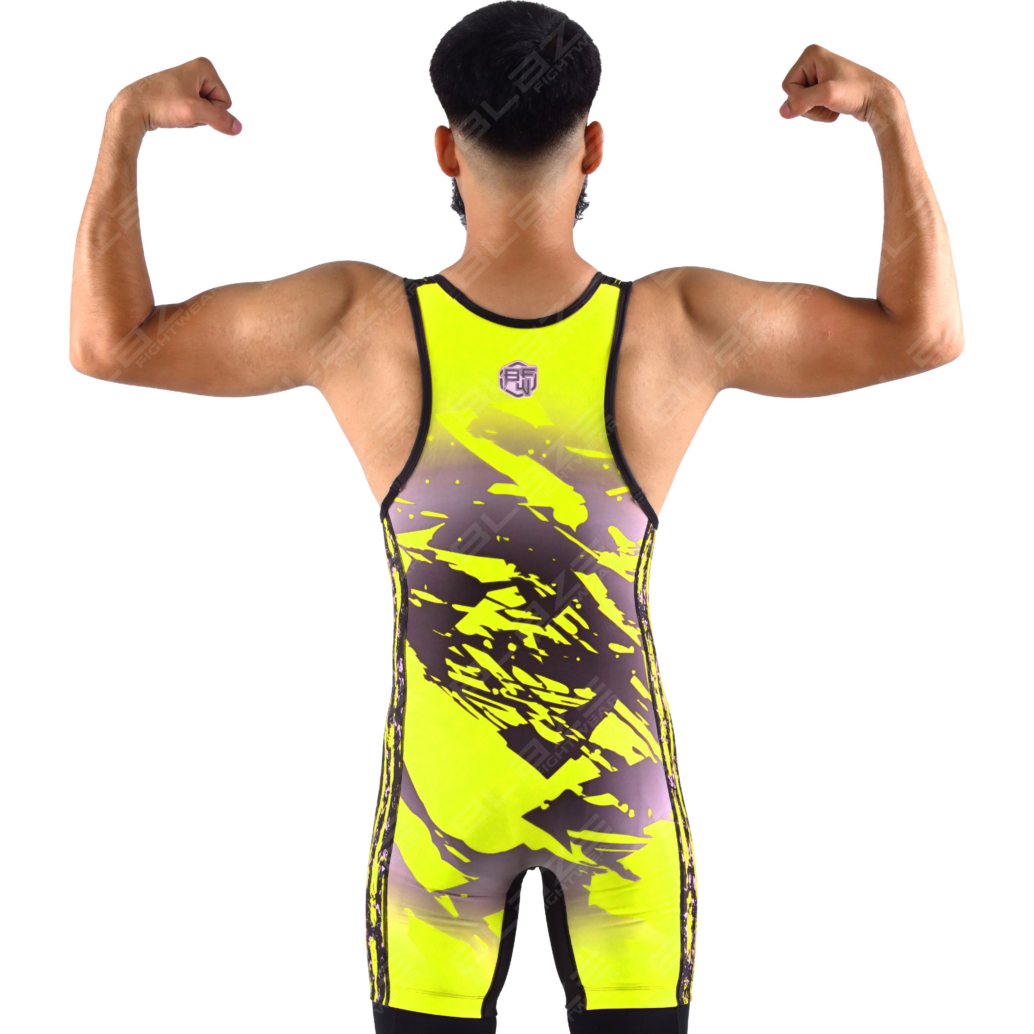  OEM men's high-stretch powerlifting singlet, one-piece attire with a refined knitted design. - view 3