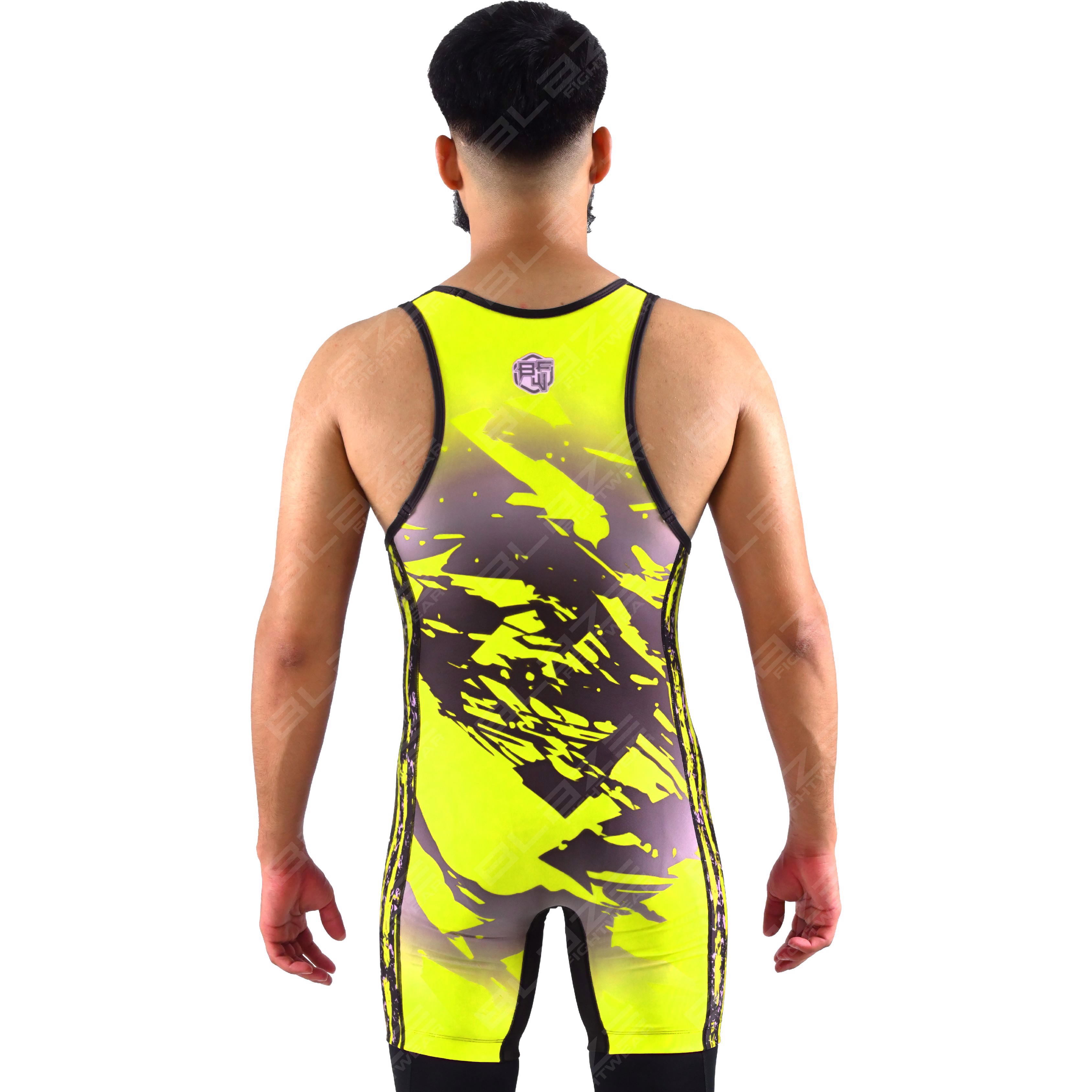  OEM men's high-stretch powerlifting singlet, one-piece attire with a refined knitted design. - view 4