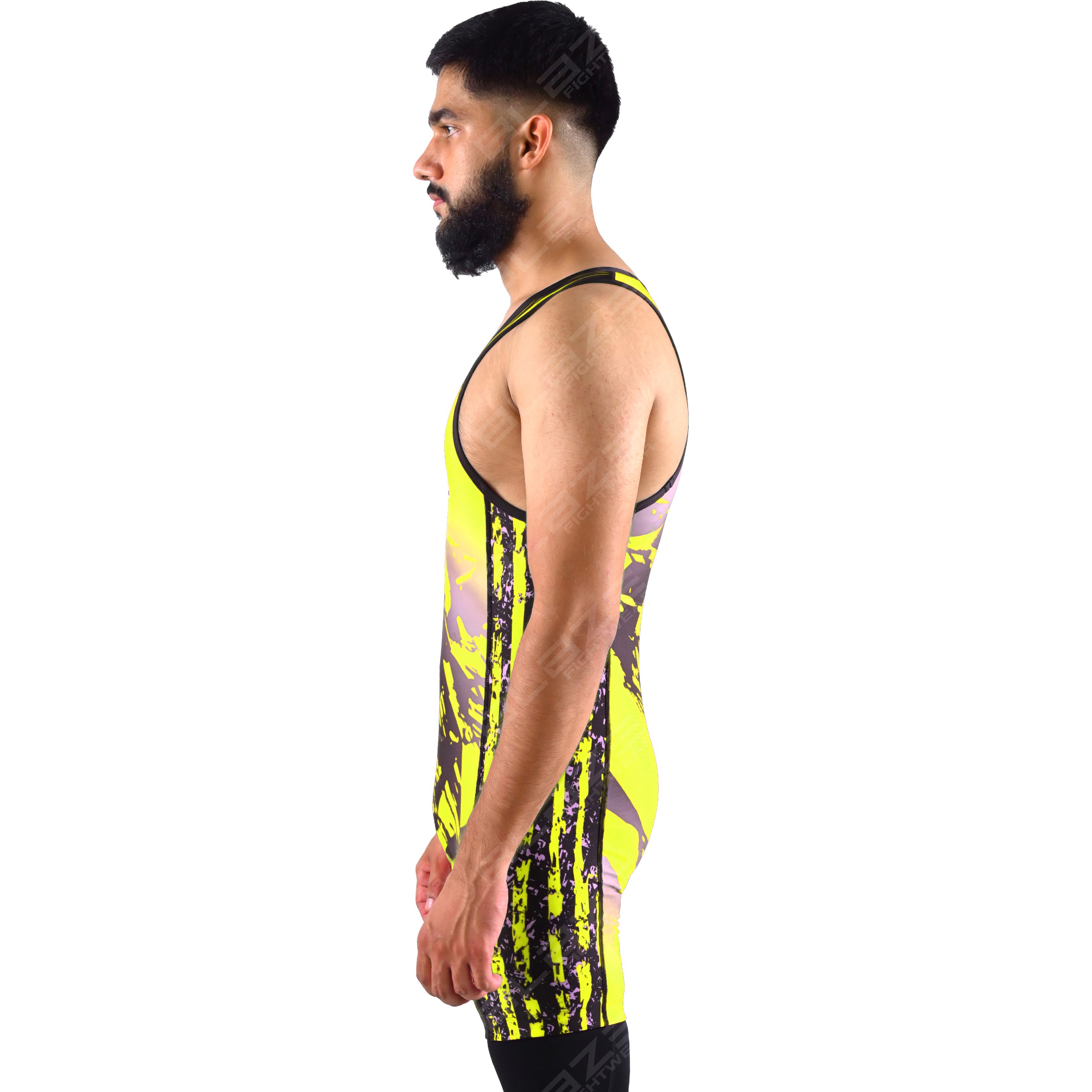  OEM men's high-stretch powerlifting singlet, one-piece attire with a refined knitted design. - view 6