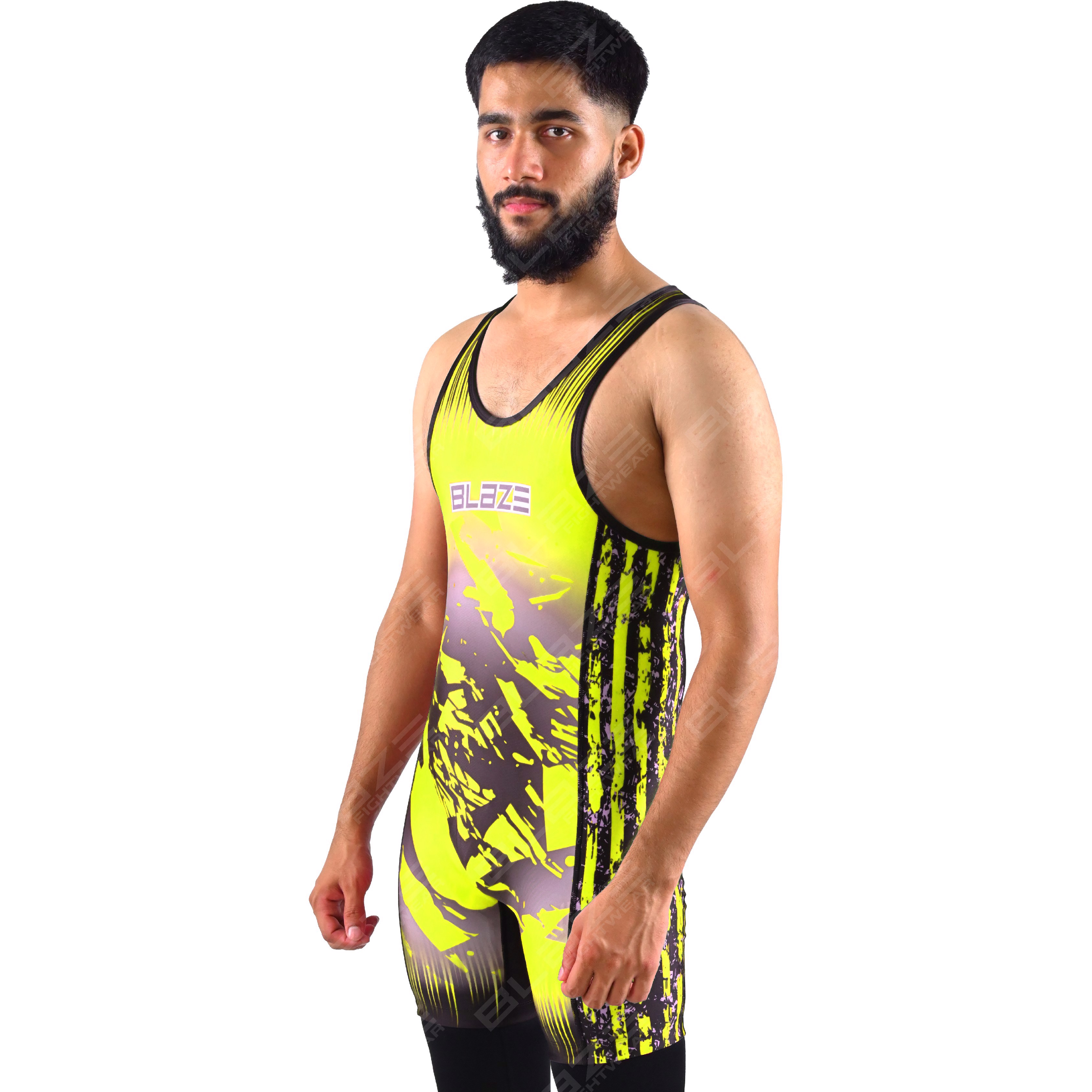  OEM men's high-stretch powerlifting singlet, one-piece attire with a refined knitted design. - view 7