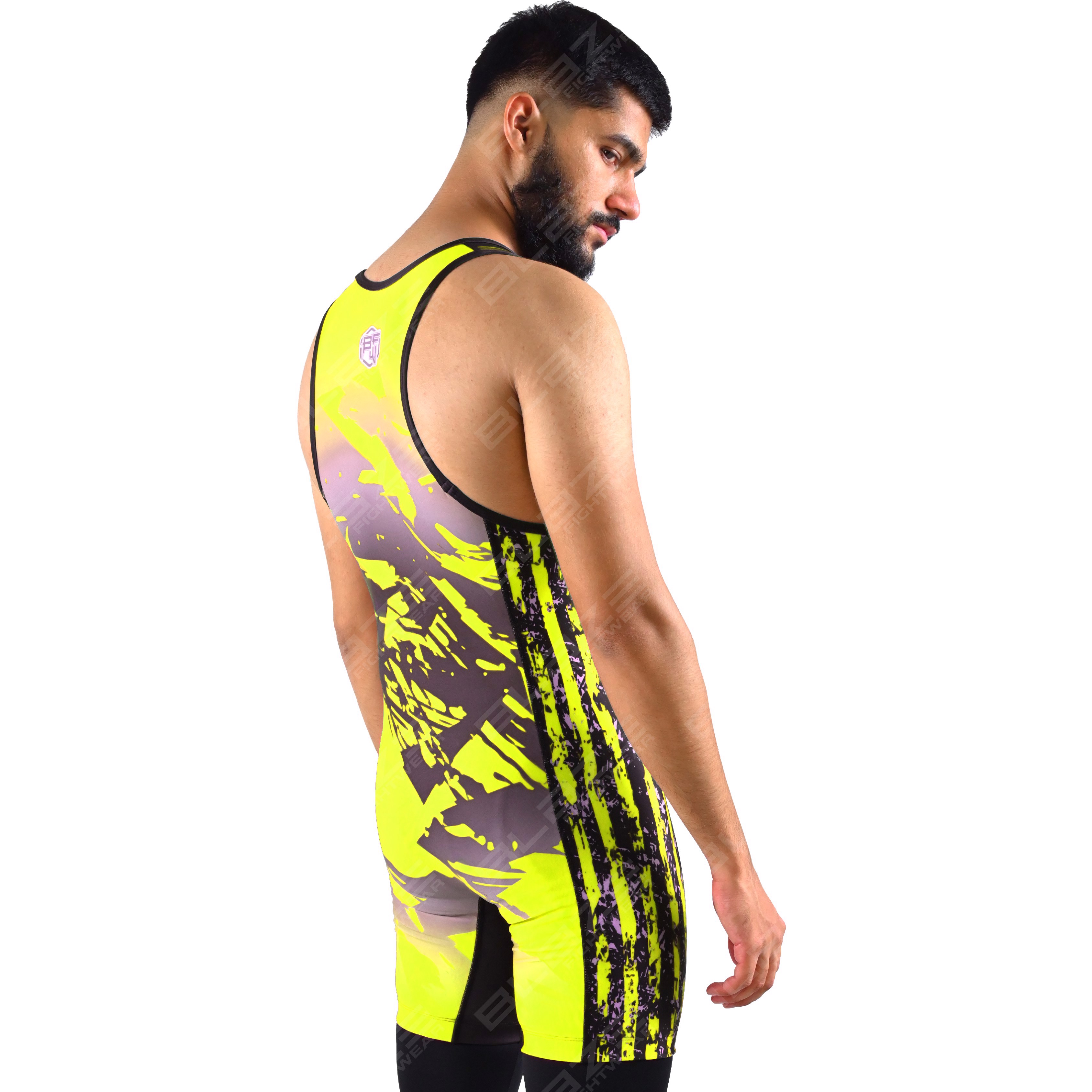  OEM men's high-stretch powerlifting singlet, one-piece attire with a refined knitted design. - view 8