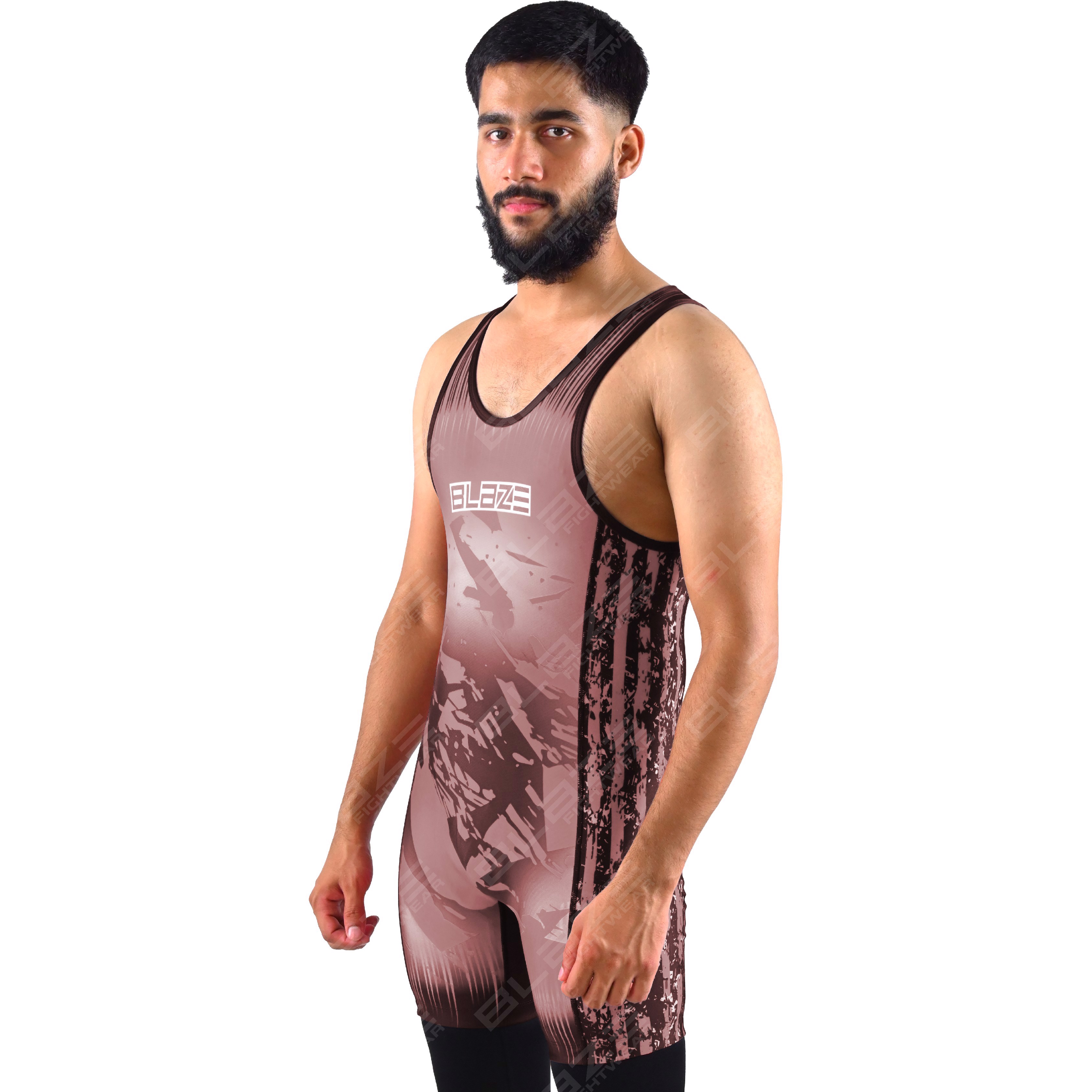  OEM men's high-elastic powerlifting singlet, one-piece design with a sophisticated knitted pattern. - view 7