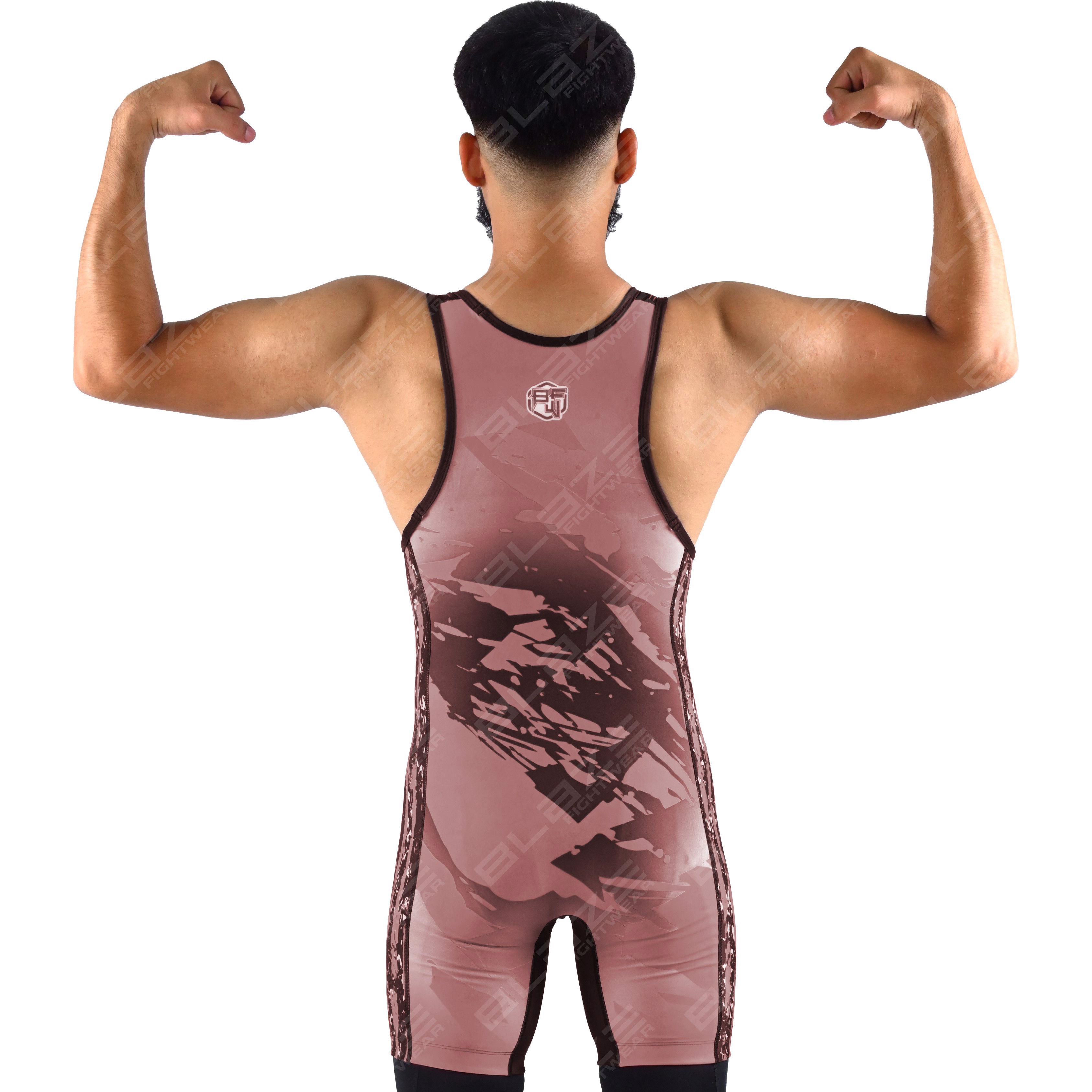  OEM men's high-elastic powerlifting singlet, one-piece design with a sophisticated knitted pattern. - view 8
