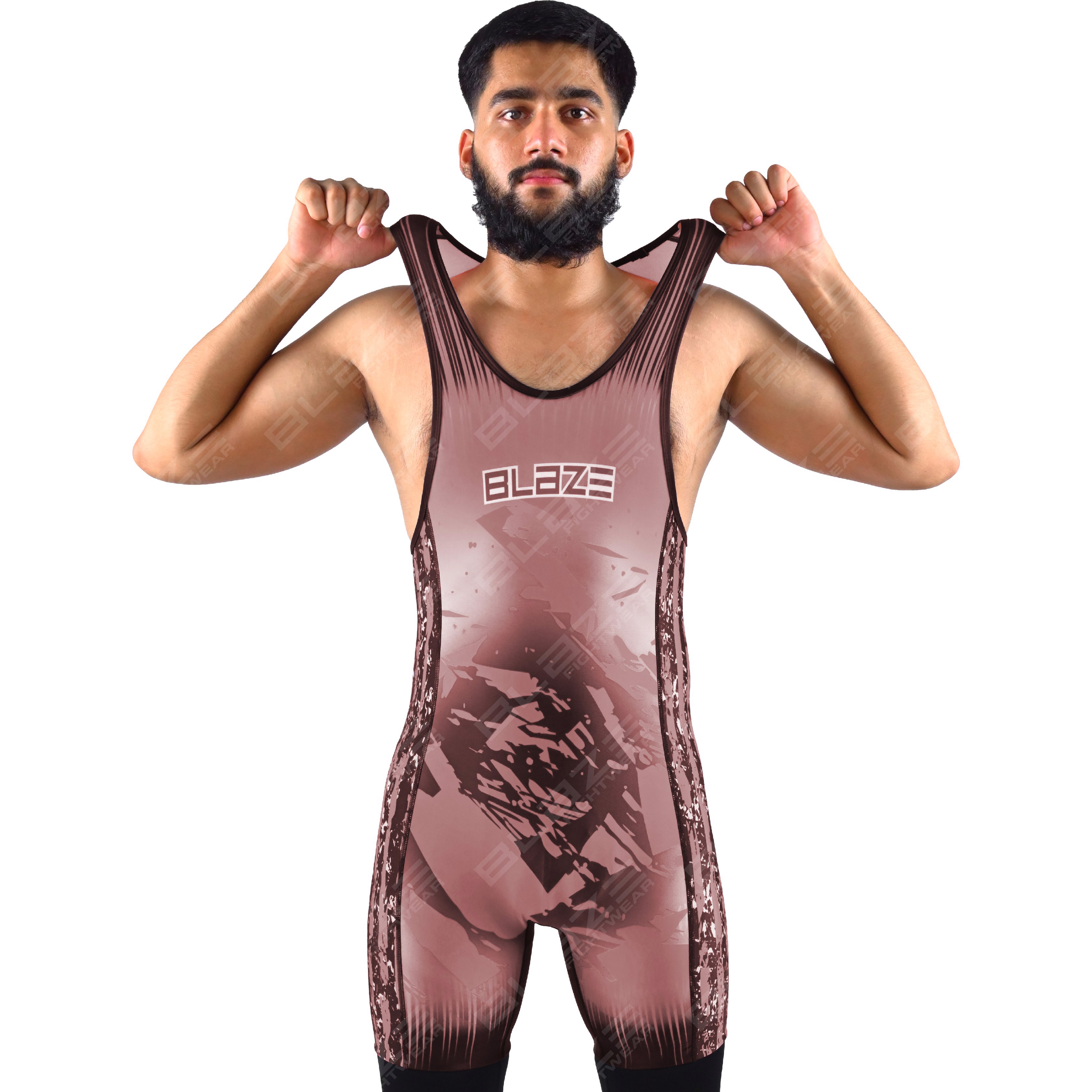  OEM men's high-elastic powerlifting singlet, one-piece design with a sophisticated knitted pattern. - view 12