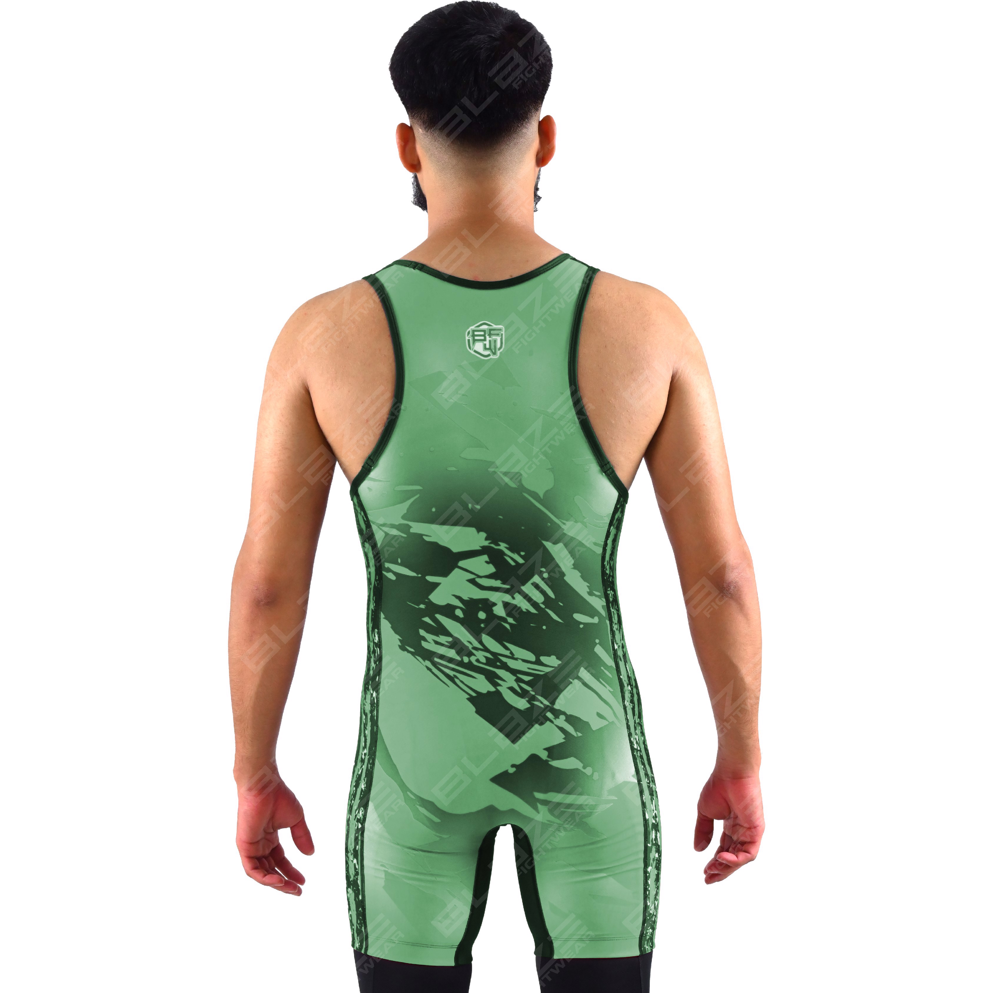  OEM men's high-stretch powerlifting singlet, a one-piece style with a sleek knitted pattern.