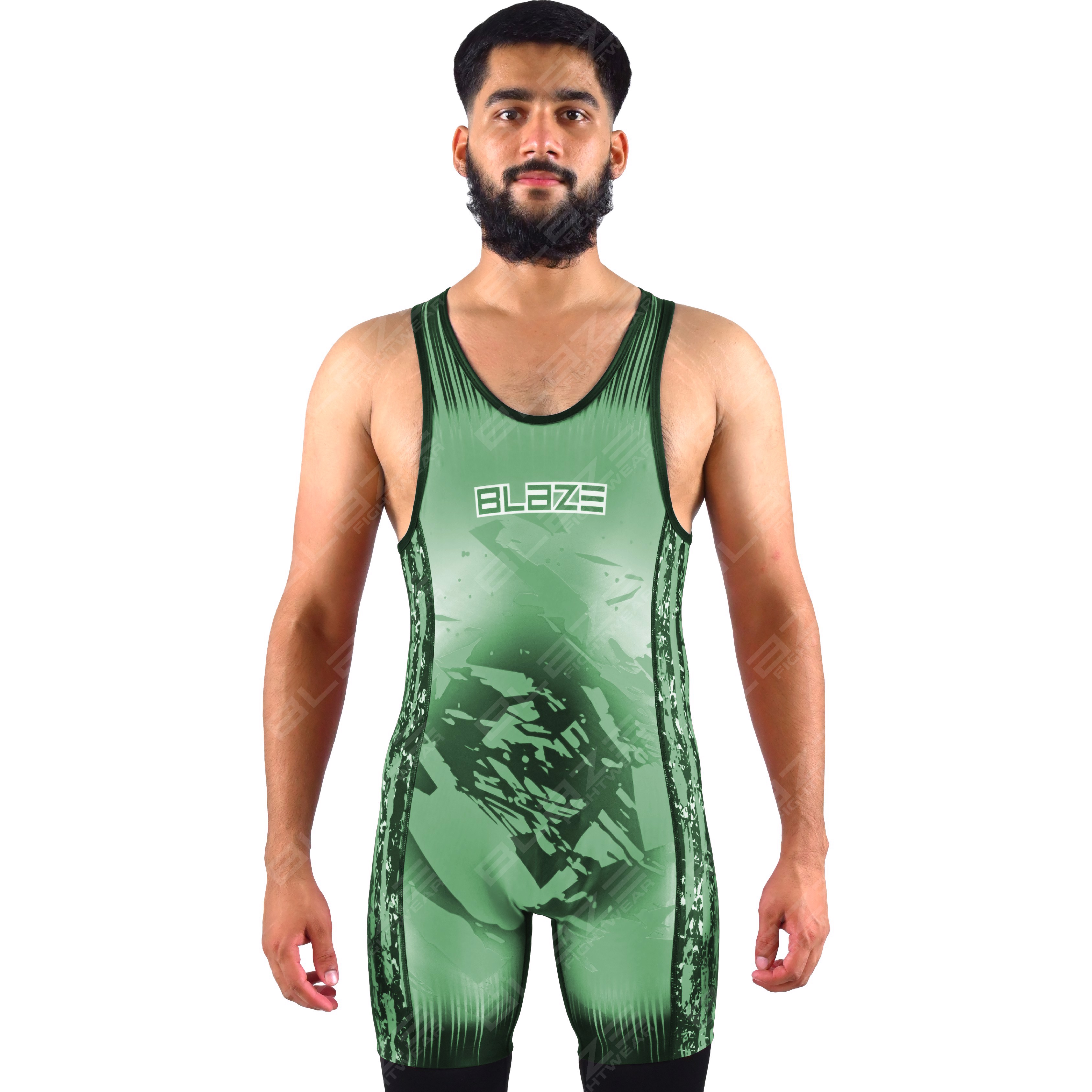  OEM men's high-stretch powerlifting singlet, a one-piece style with a sleek knitted pattern. - view 2
