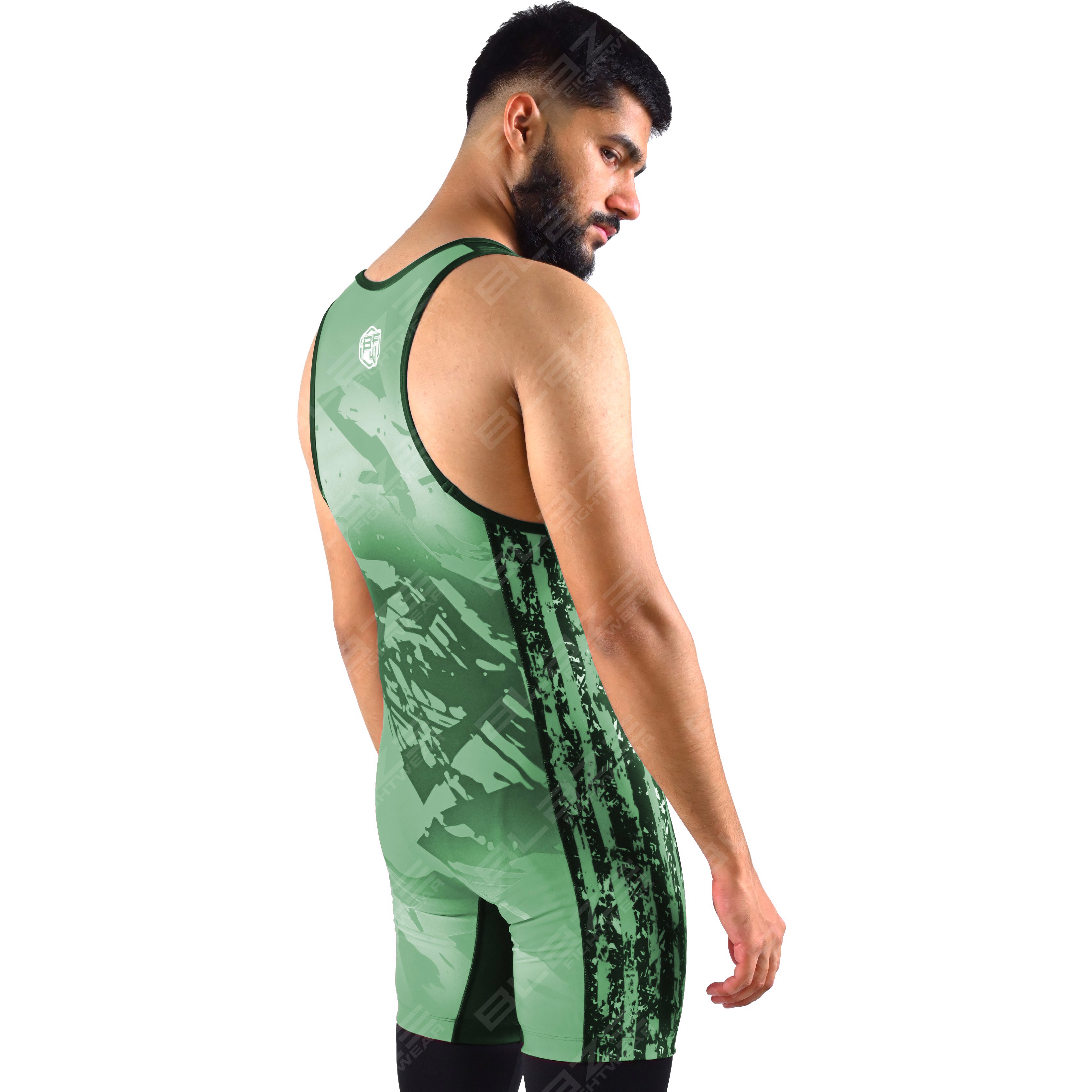  OEM men's high-stretch powerlifting singlet, a one-piece style with a sleek knitted pattern. - view 4