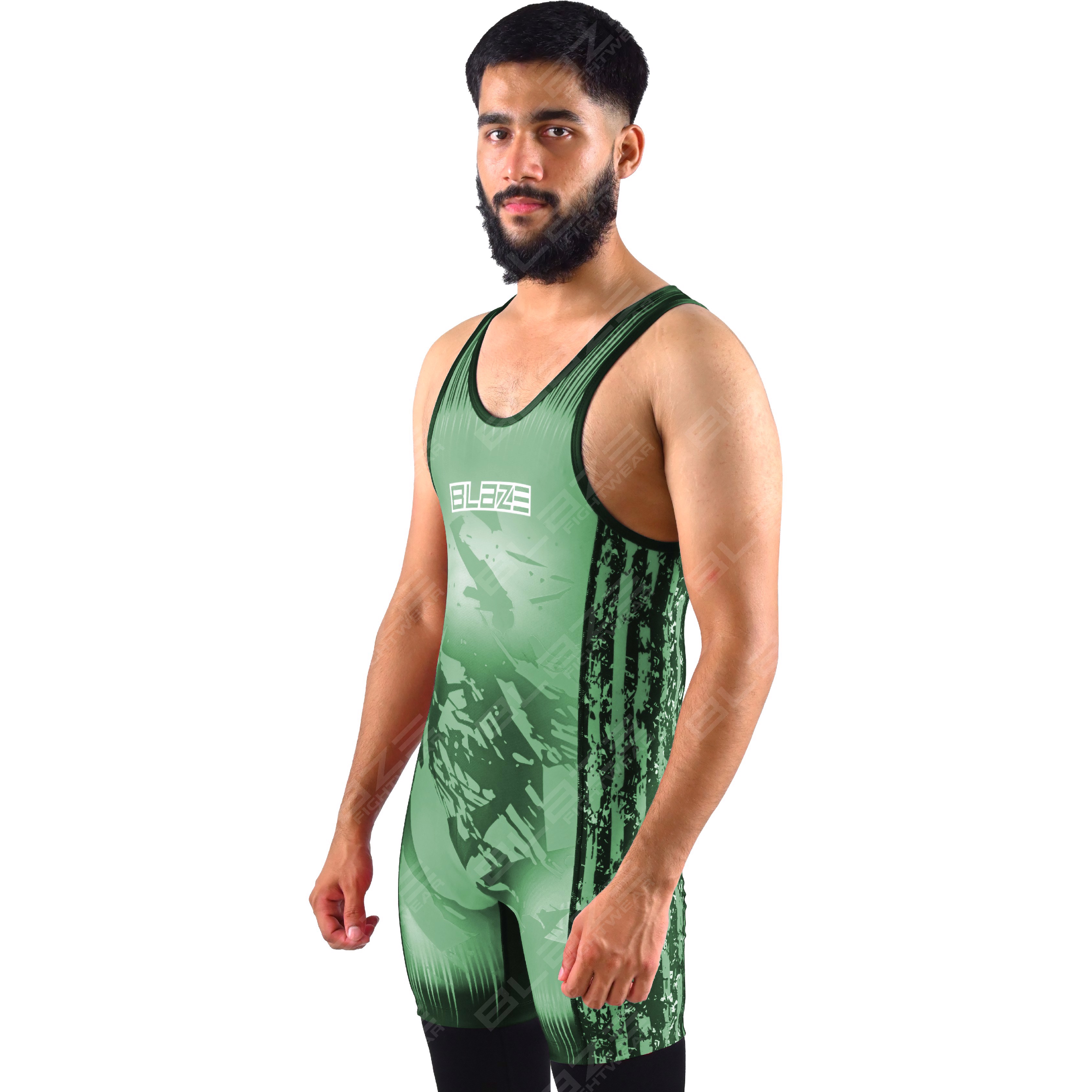  OEM men's high-stretch powerlifting singlet, a one-piece style with a sleek knitted pattern. - view 5