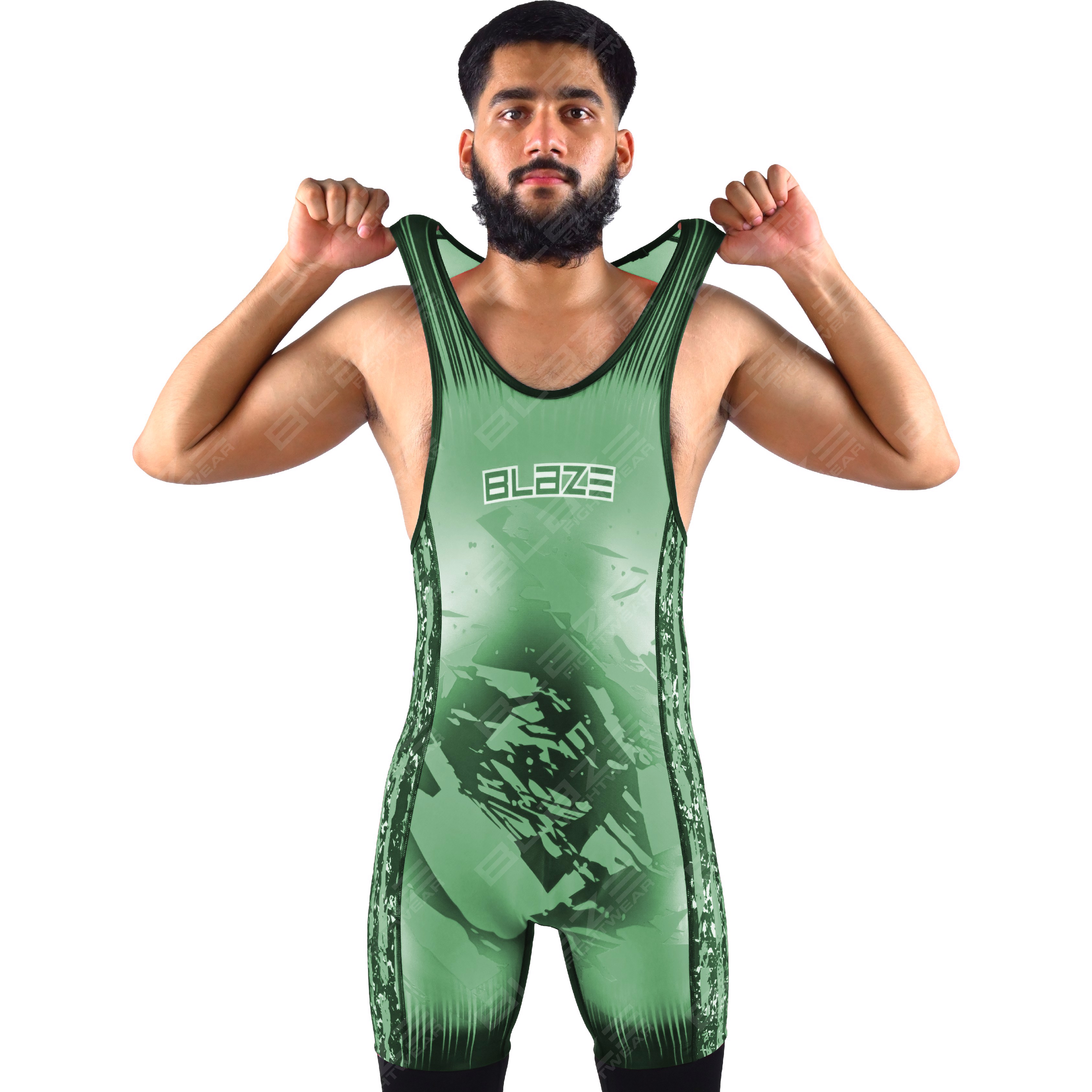  OEM men's high-stretch powerlifting singlet, a one-piece style with a sleek knitted pattern. - view 8