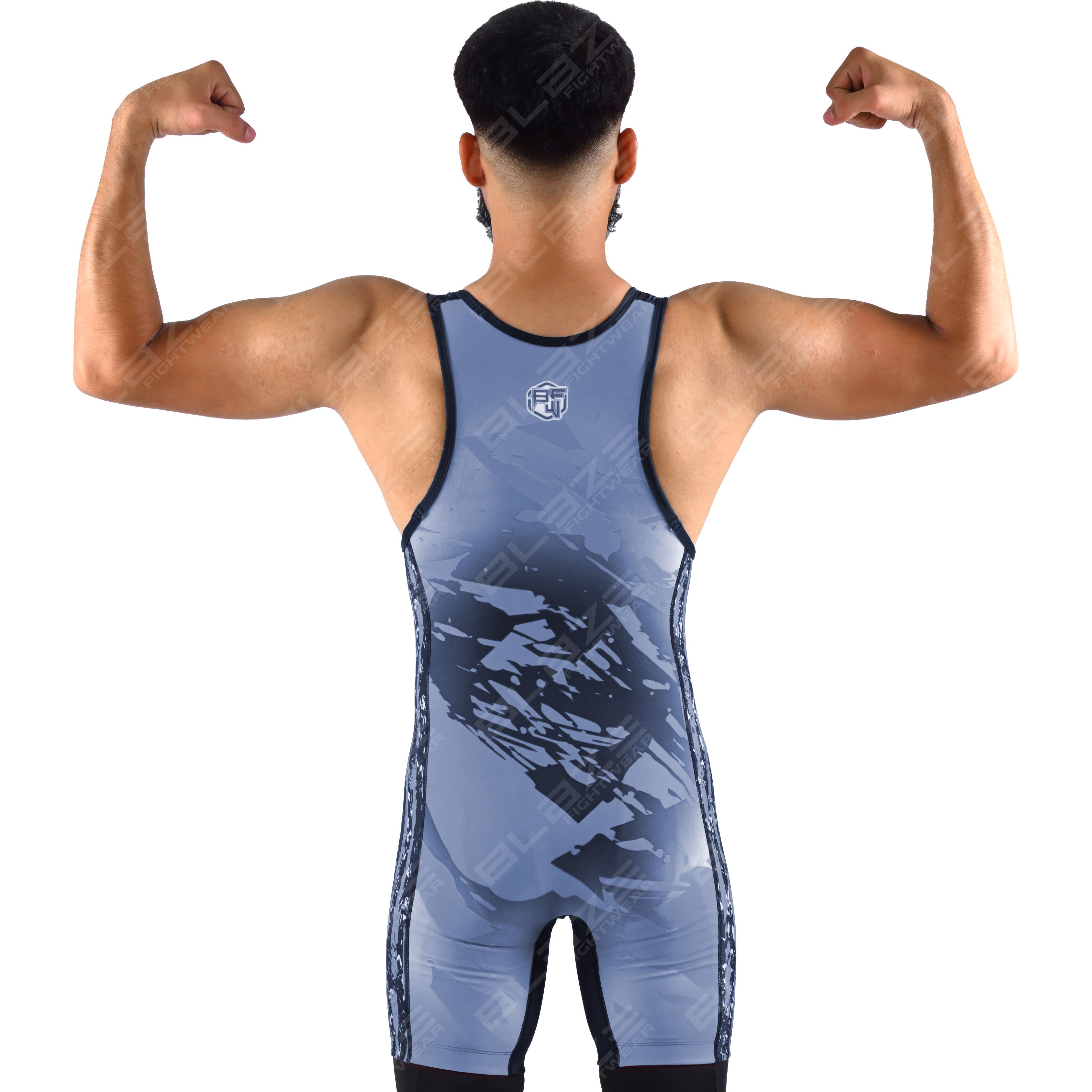  OEM men's high-stretch powerlifting singlet, one-piece attire with a refined knitted design.
