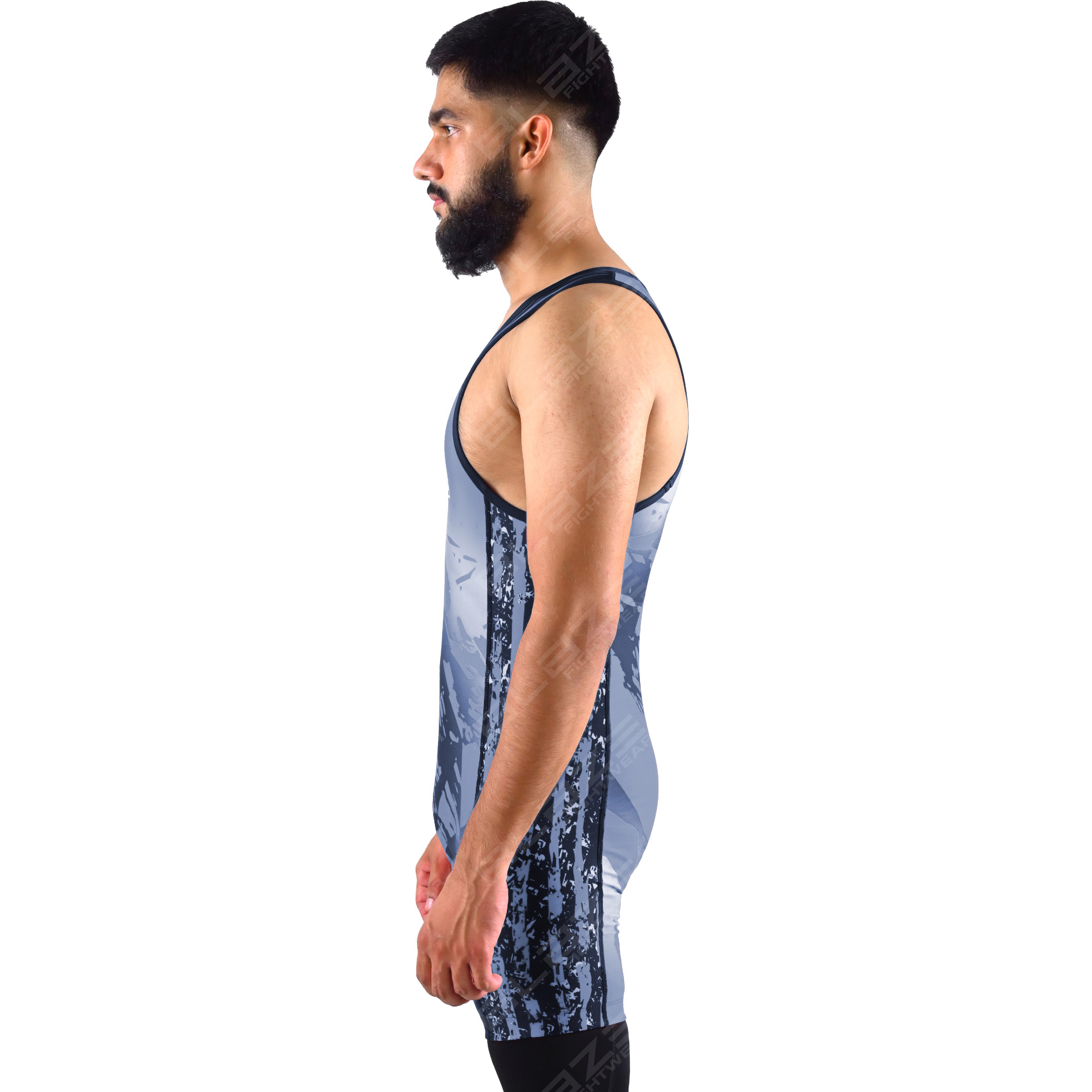  OEM men's high-stretch powerlifting singlet, one-piece attire with a refined knitted design. - view 2