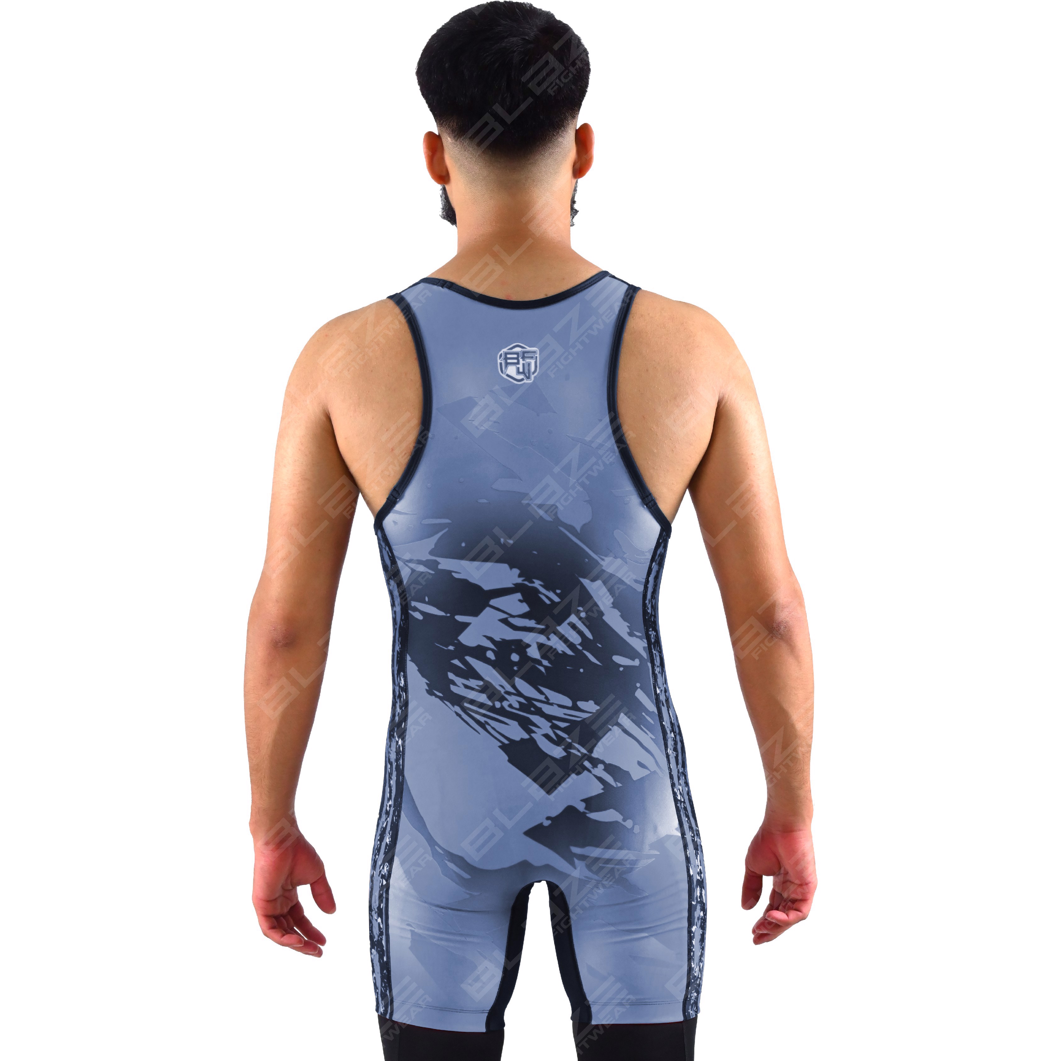  OEM men's high-stretch powerlifting singlet, one-piece attire with a refined knitted design. - view 3