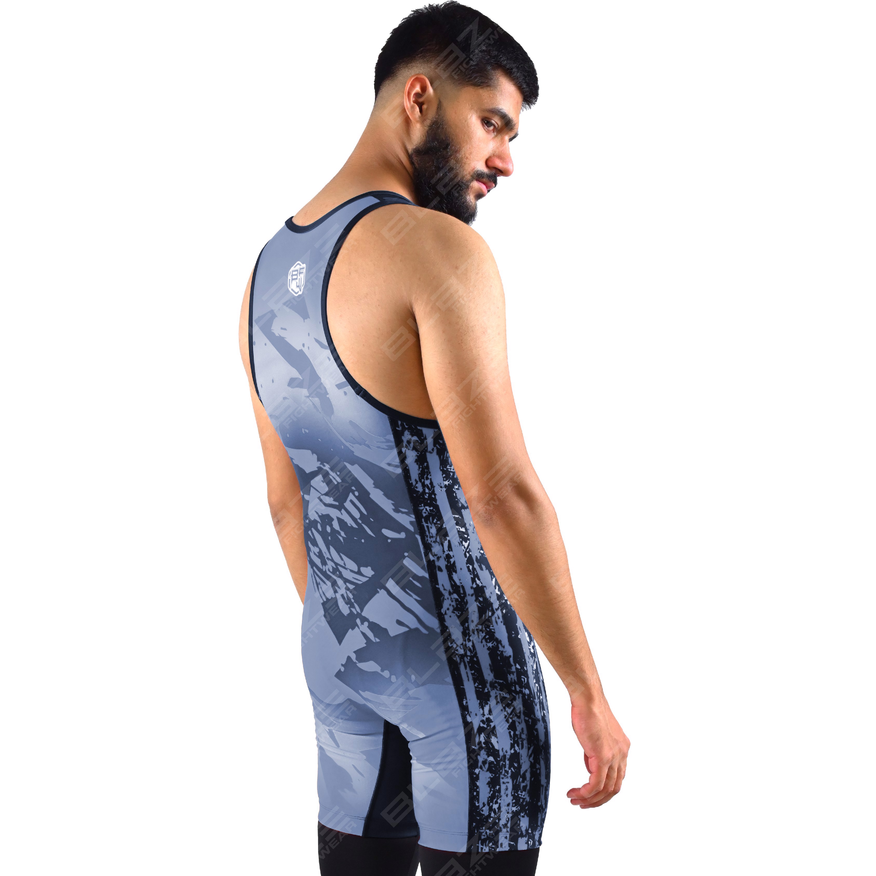  OEM men's high-stretch powerlifting singlet, one-piece attire with a refined knitted design. - view 8