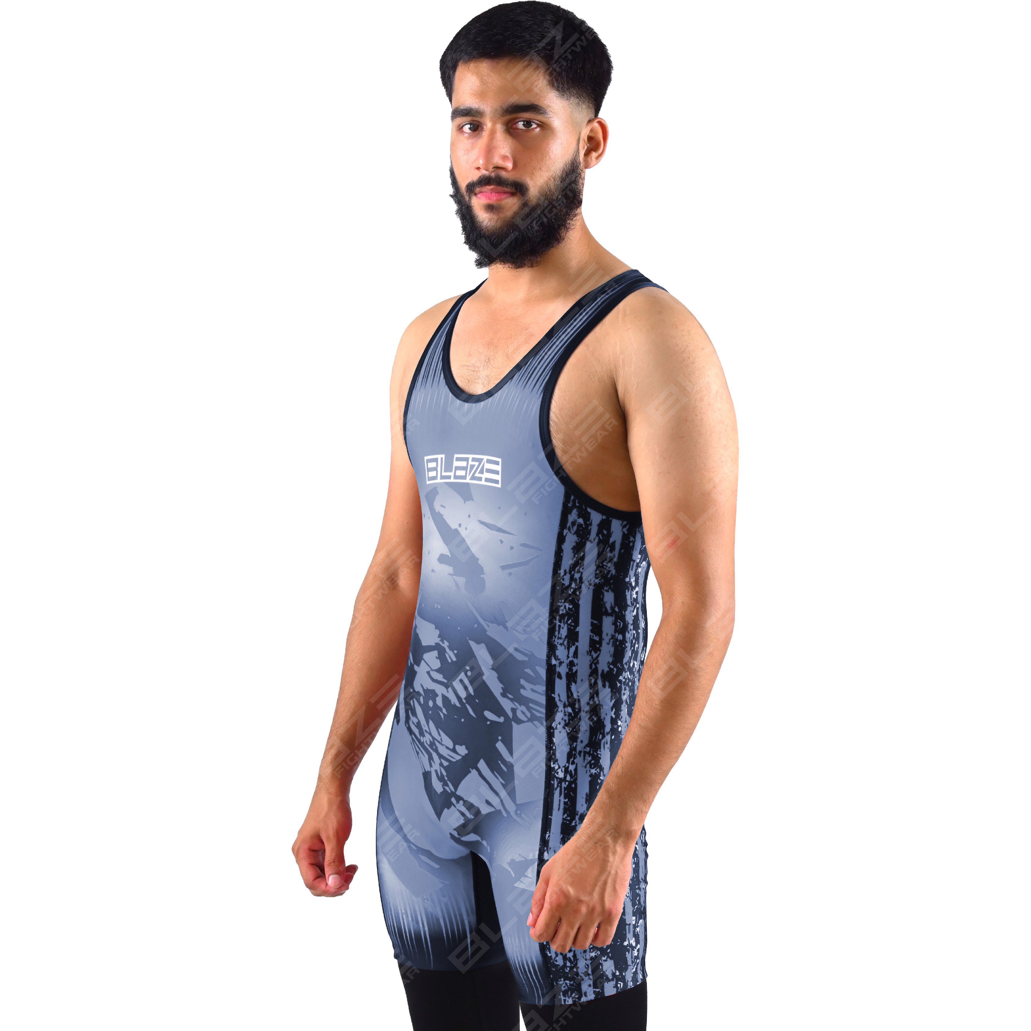  OEM men's high-stretch powerlifting singlet, one-piece attire with a refined knitted design. - view 9