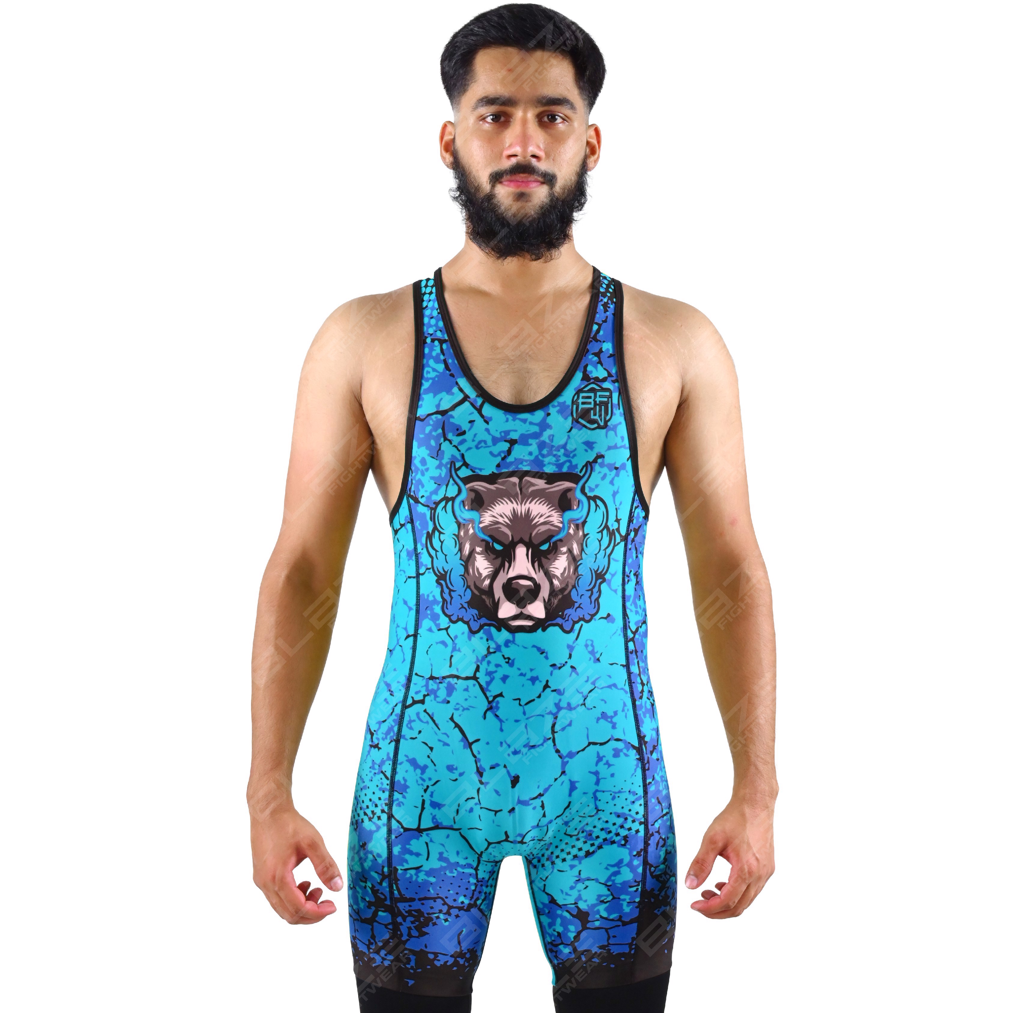 OEM men's high-elastic powerlifting singlet, a one-piece design featuring a chic knitted pattern. - view 3