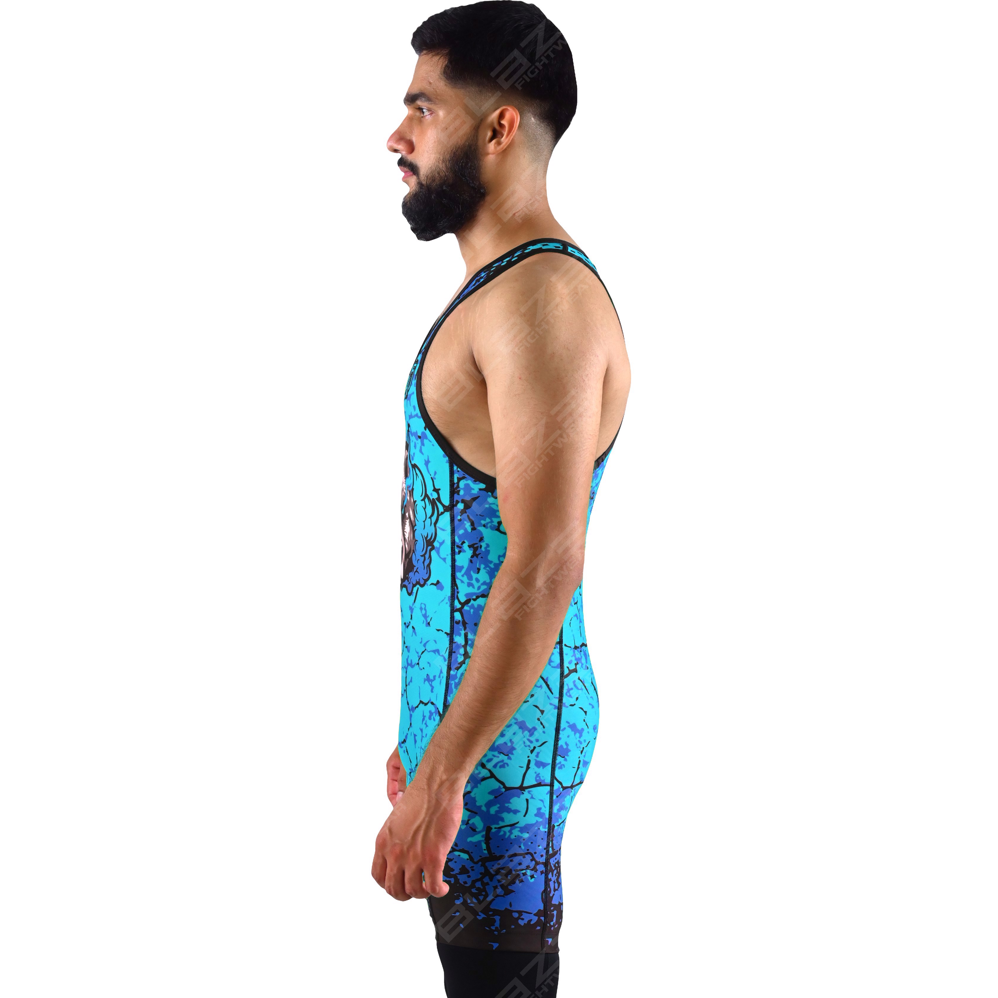 OEM men's high-elastic powerlifting singlet, a one-piece design featuring a chic knitted pattern. - view 4