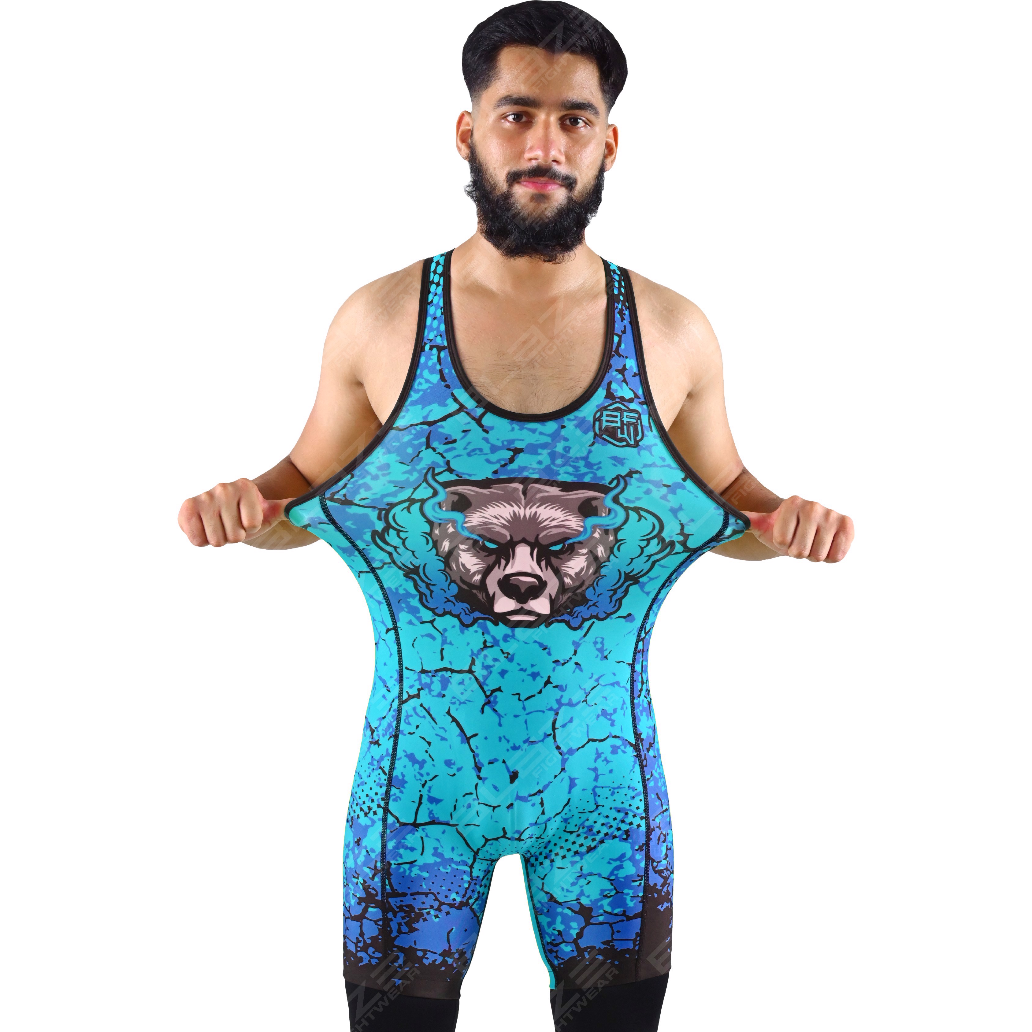 OEM men's high-elastic powerlifting singlet, a one-piece design featuring a chic knitted pattern. - view 5