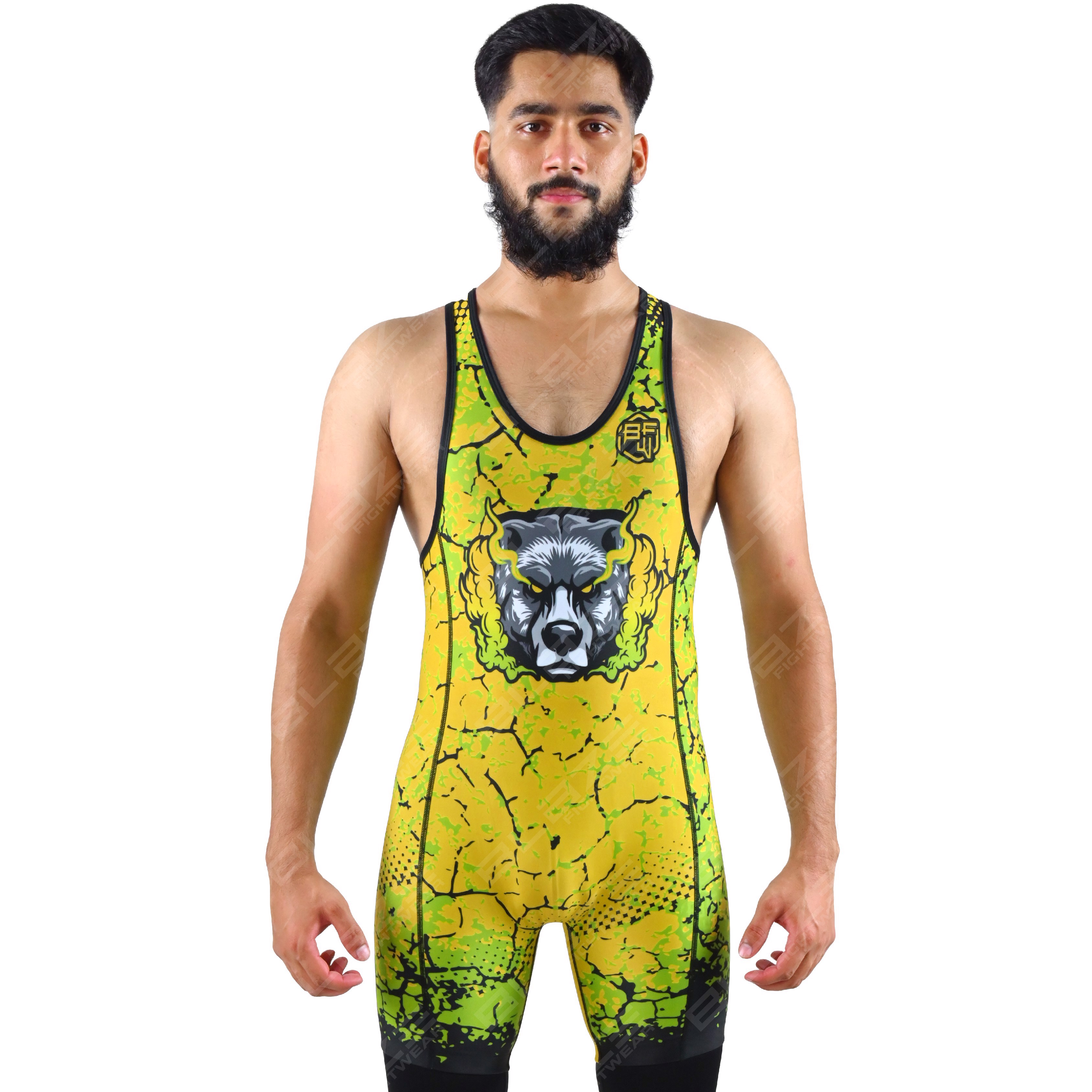 OEM men's high-elastic powerlifting singlet, a one-piece design featuring a chic knitted pattern. - view 10