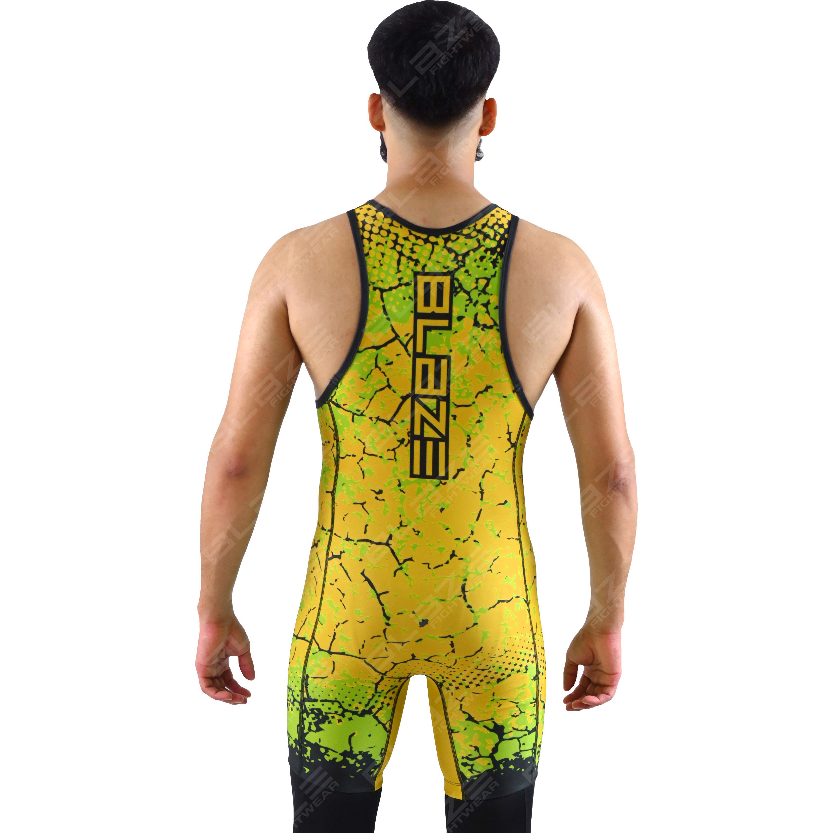  OEM men's high-stretch powerlifting singlet, one-piece construction with an elegant knitted design. - view 3