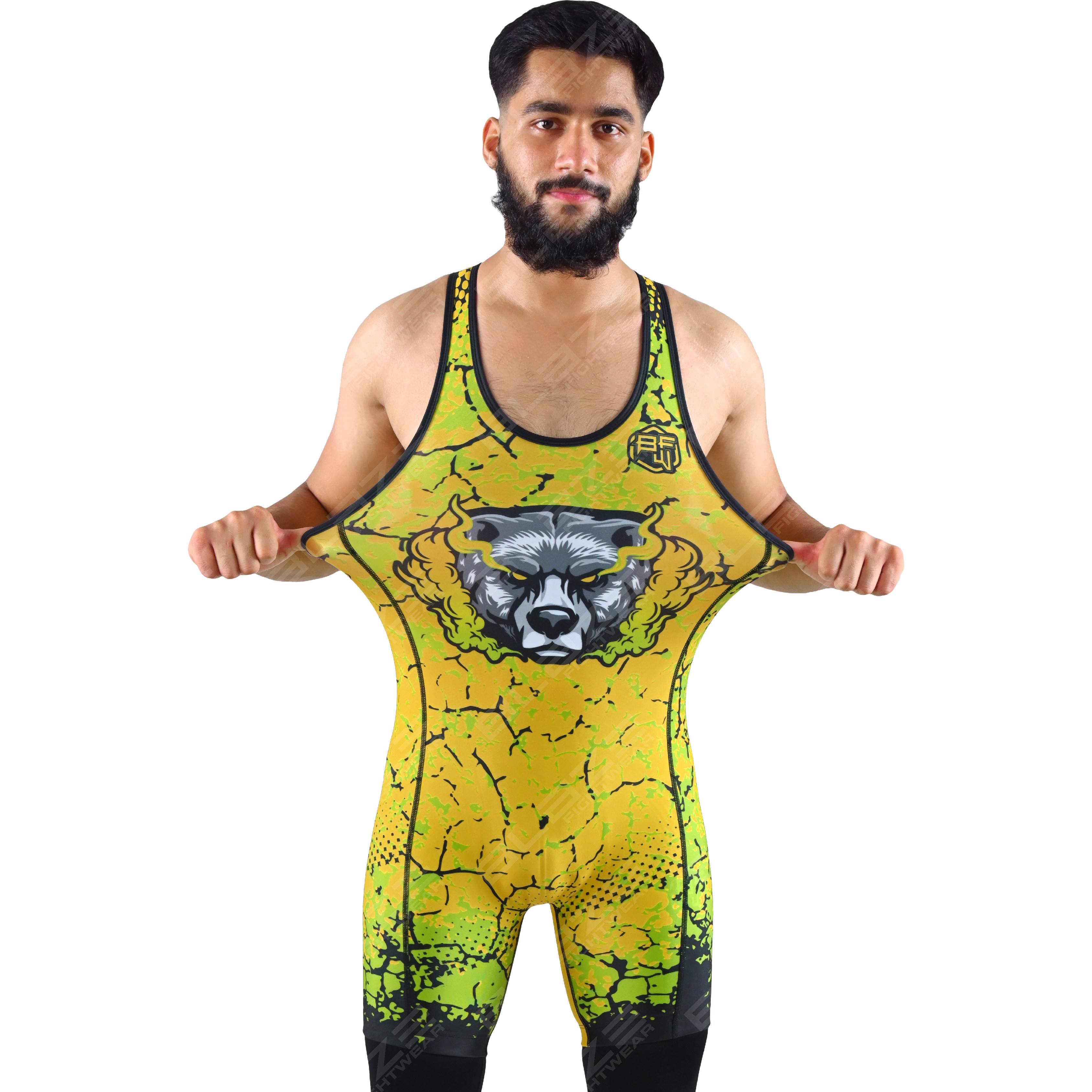  OEM men's high-stretch powerlifting singlet, one-piece construction with an elegant knitted design. - view 5