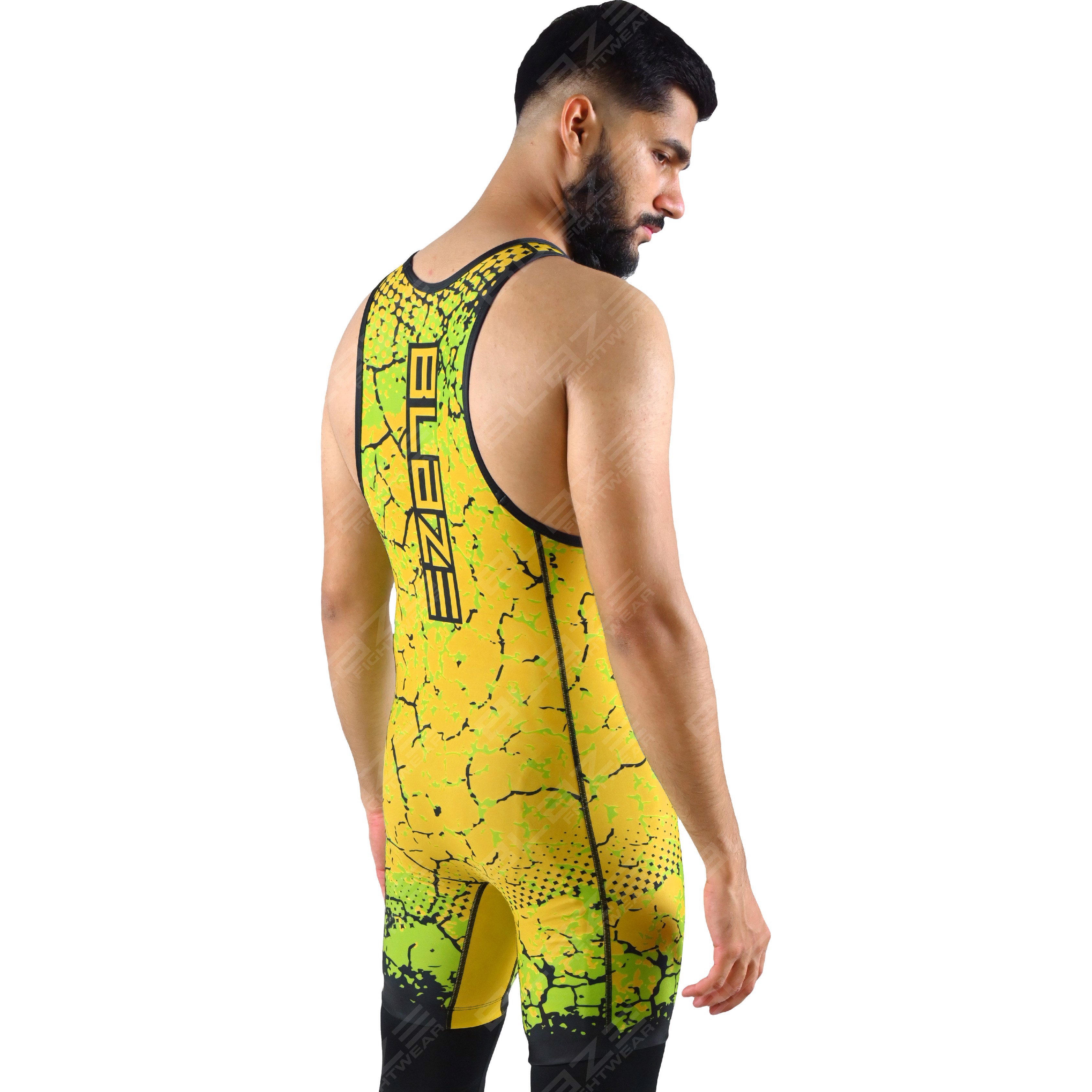  OEM men's high-stretch powerlifting singlet, one-piece construction with an elegant knitted design. - view 7