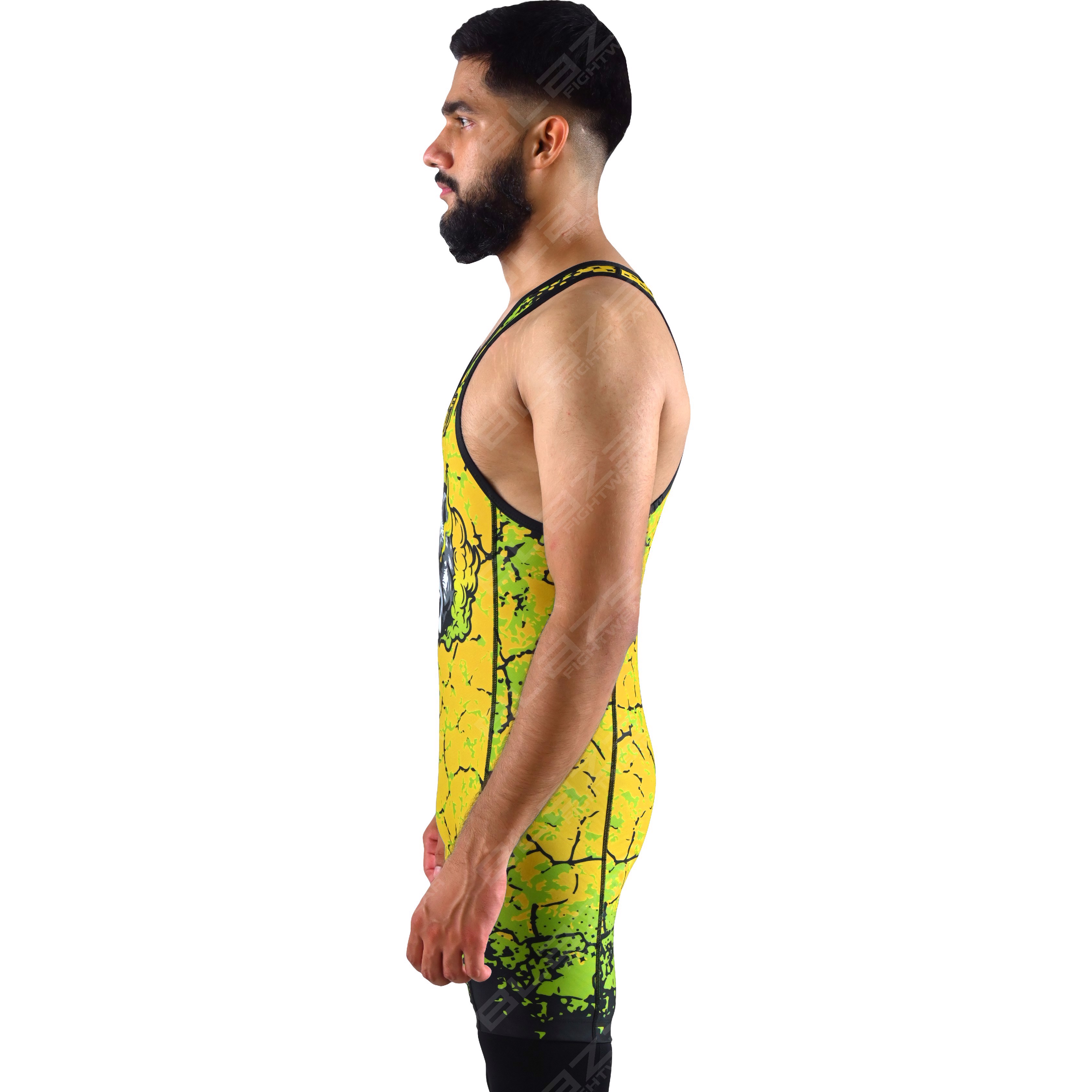  OEM men's high-stretch powerlifting singlet, one-piece construction with an elegant knitted design. - view 8