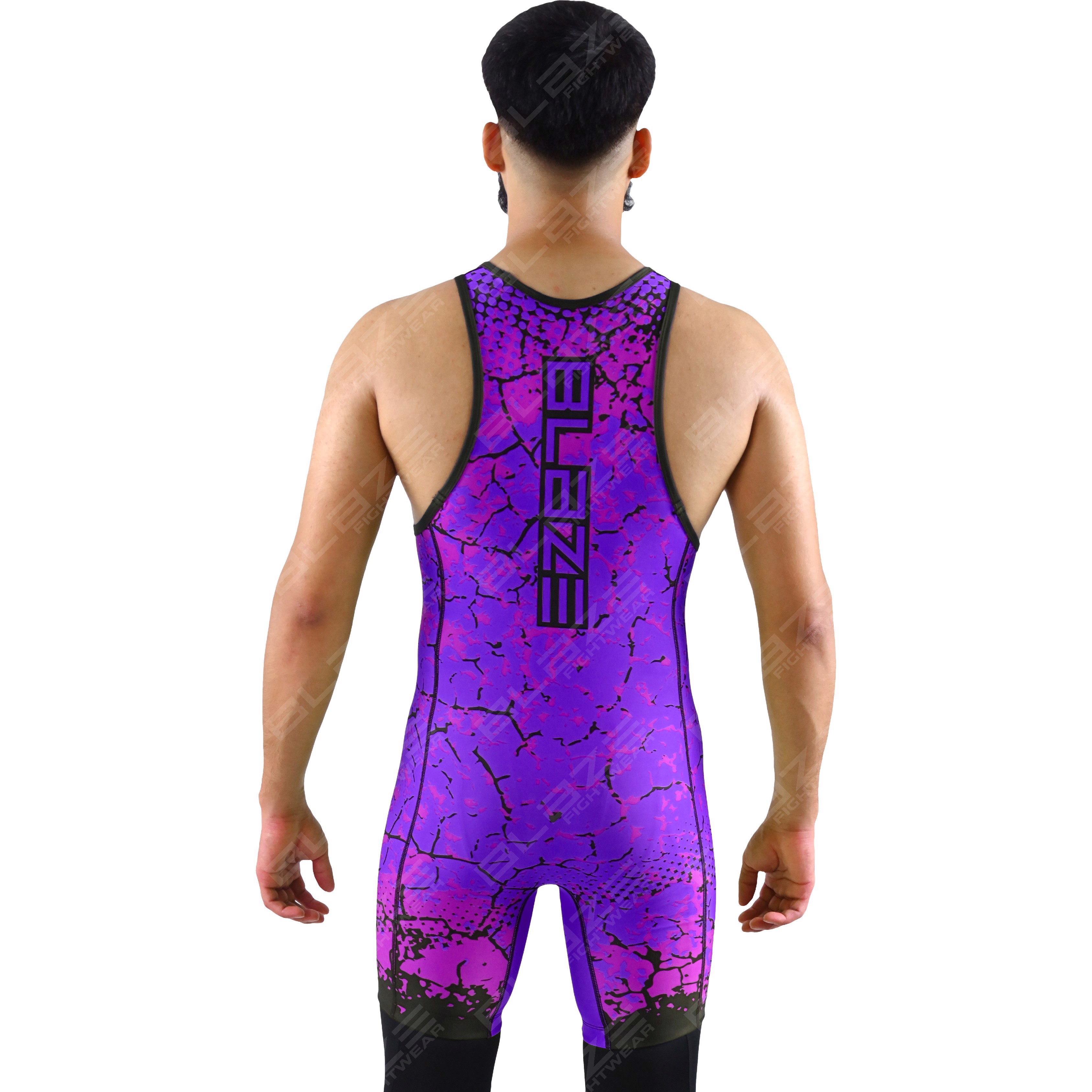  OEM men's high-elastic powerlifting singlet, one-piece format featuring a stylish knitted design. - view 2
