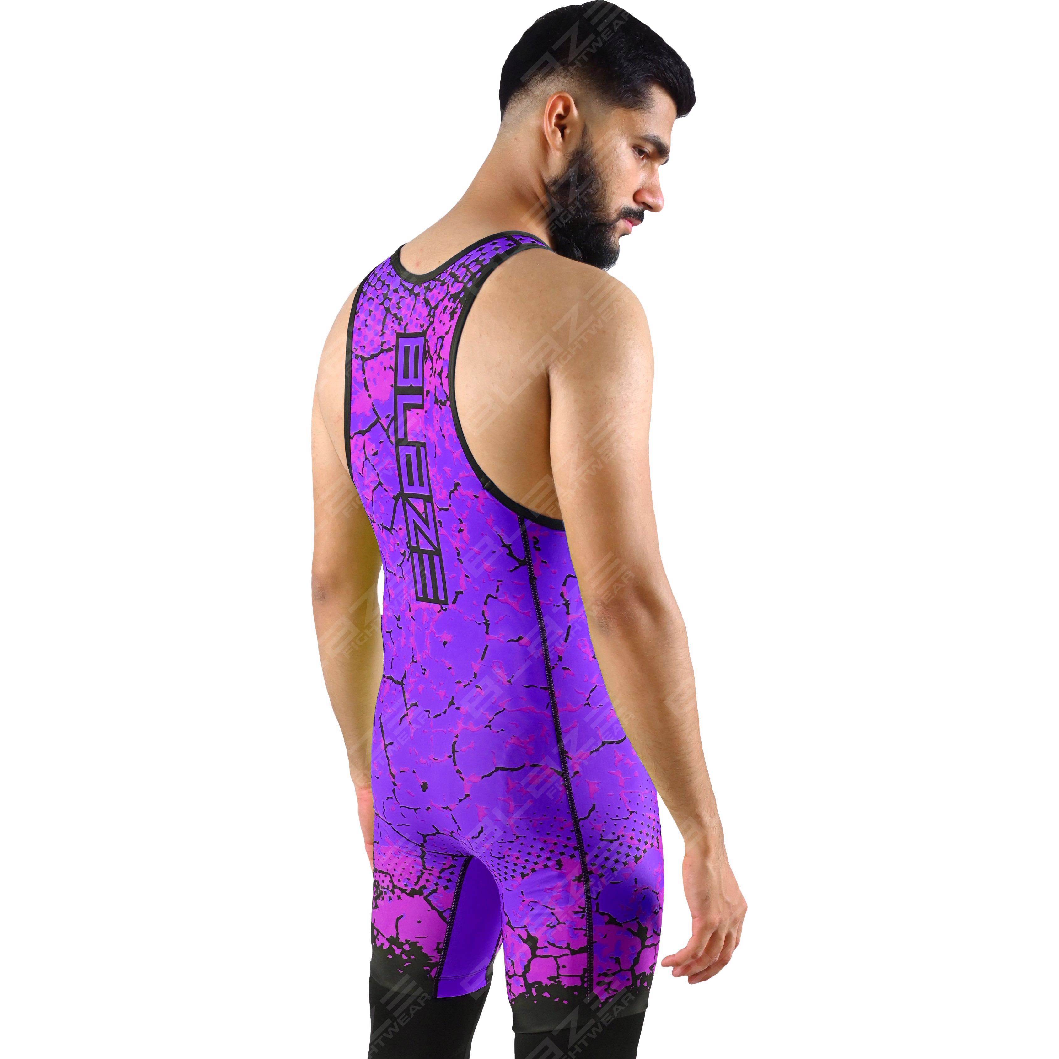  OEM men's high-elastic powerlifting singlet, one-piece format featuring a stylish knitted design. - view 5