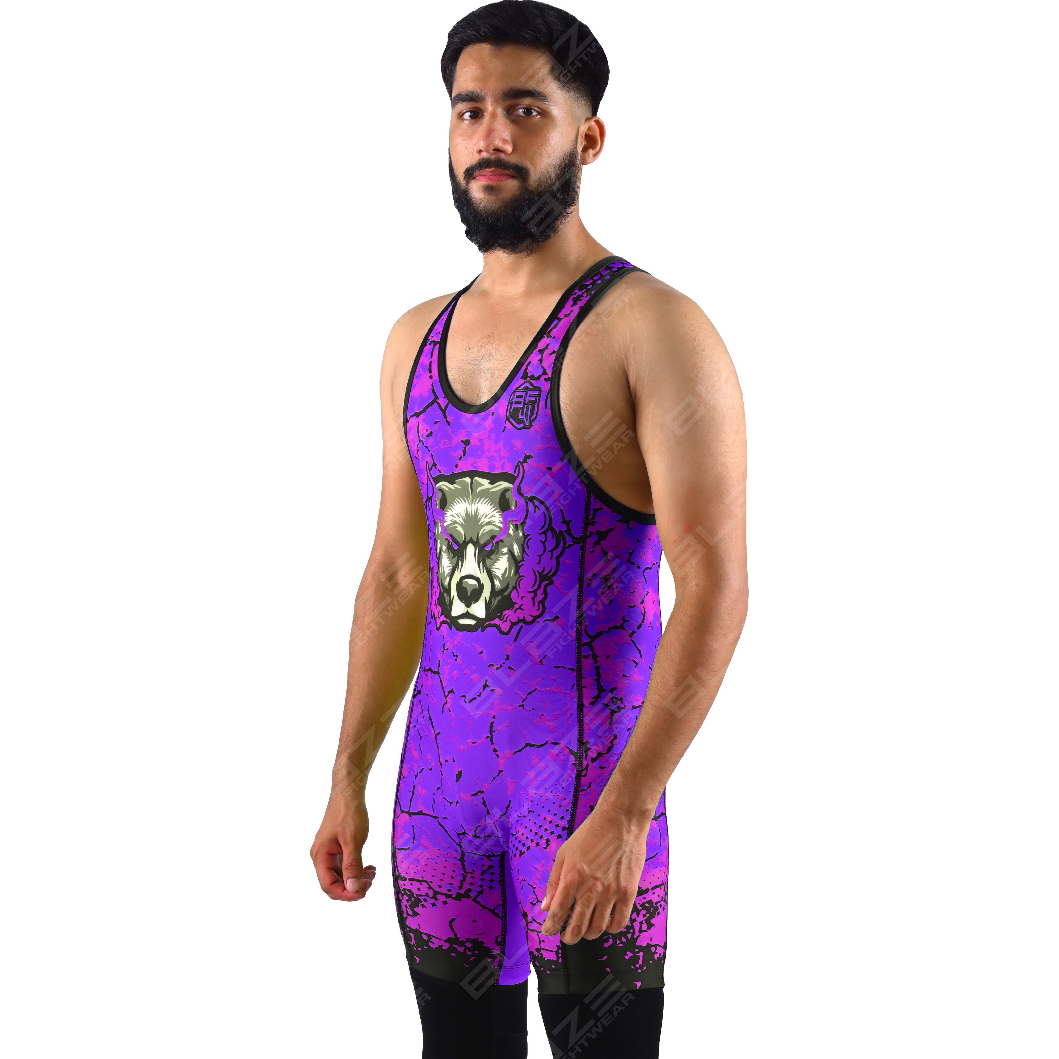  OEM men's high-elastic powerlifting singlet, one-piece format featuring a stylish knitted design. - view 6