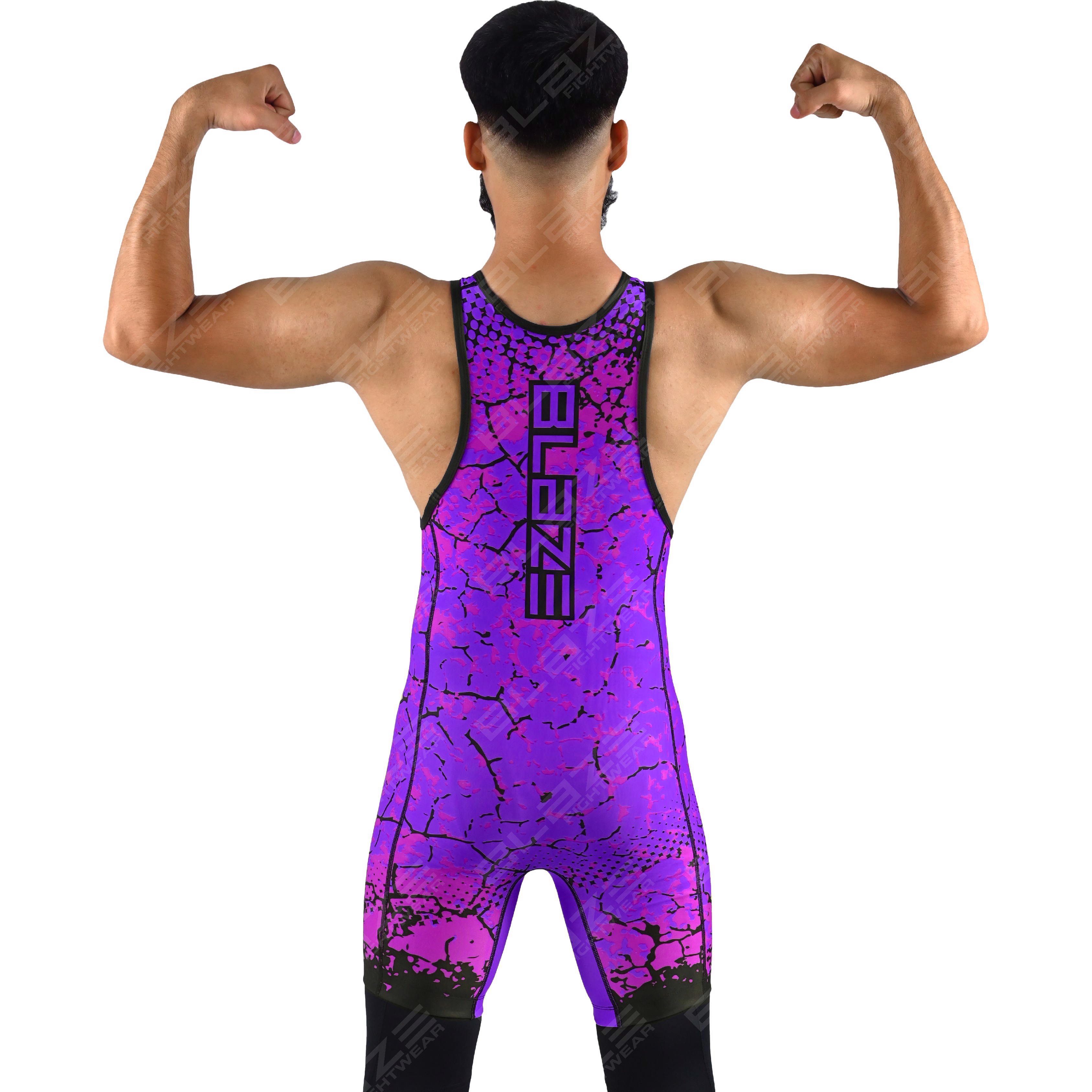  OEM men's high-elastic powerlifting singlet, one-piece format featuring a stylish knitted design. - view 7