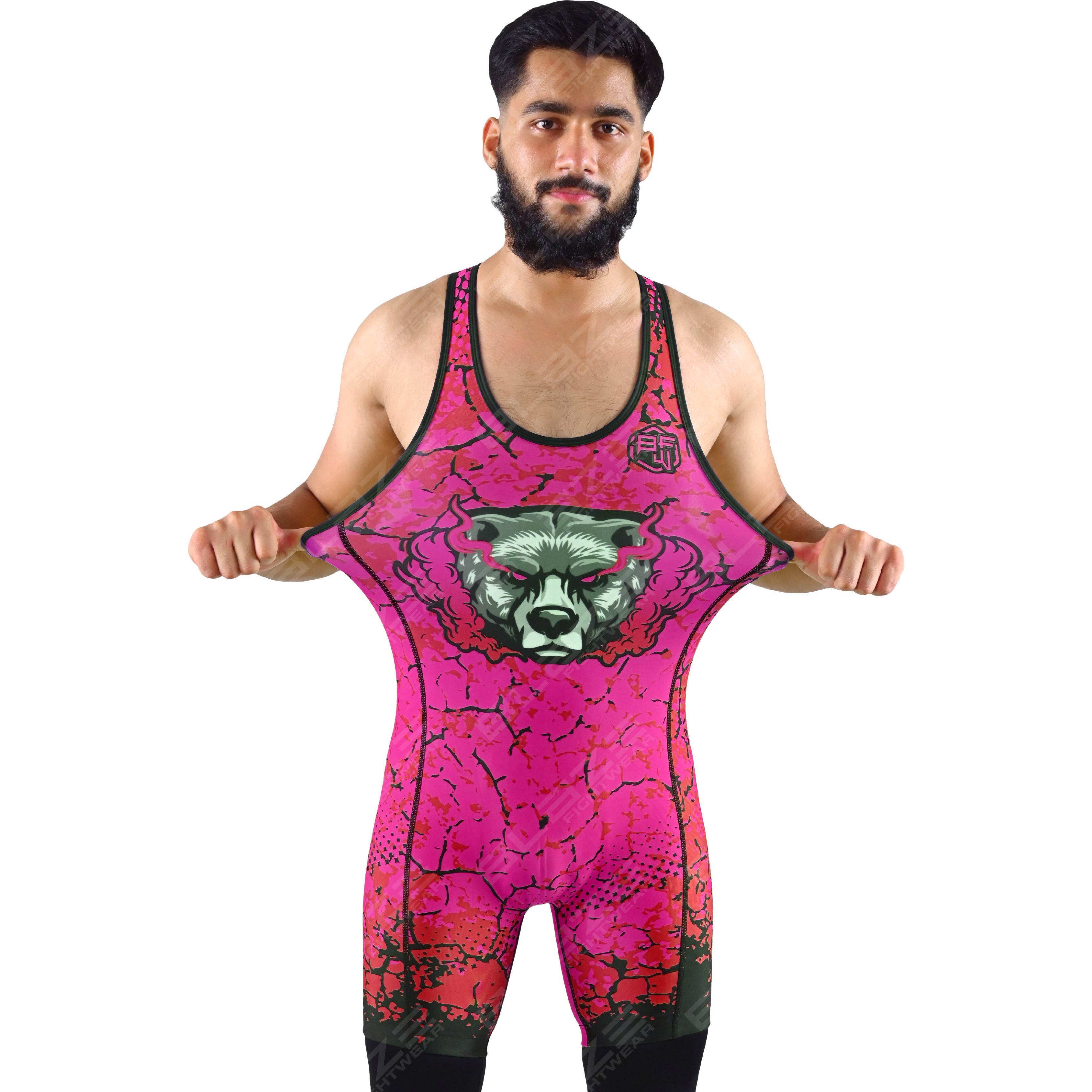 OEM men's high-stretch powerlifting singlet, a one-piece style with a trendy knitted design.