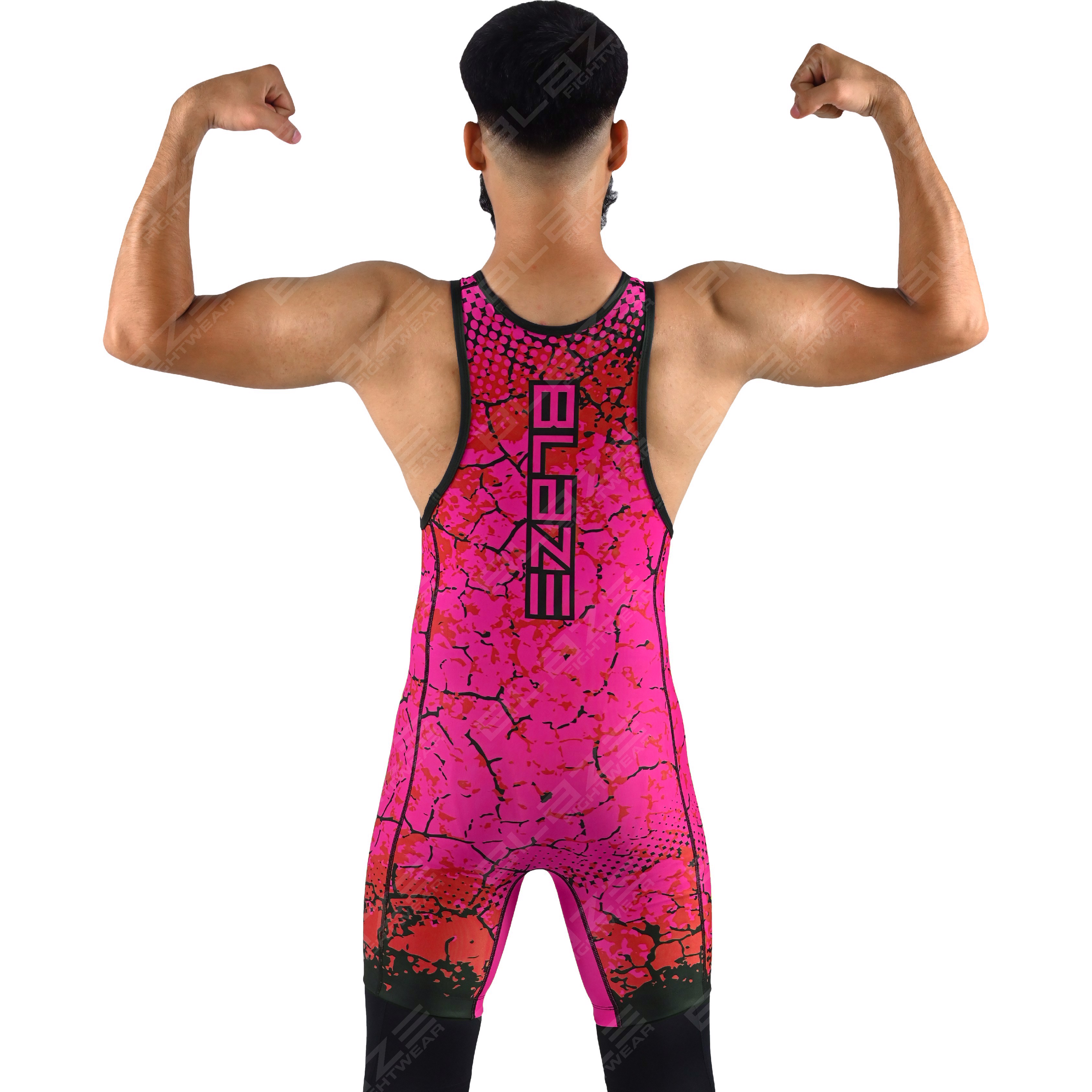 OEM men's high-stretch powerlifting singlet, a one-piece style with a trendy knitted design. - view 3