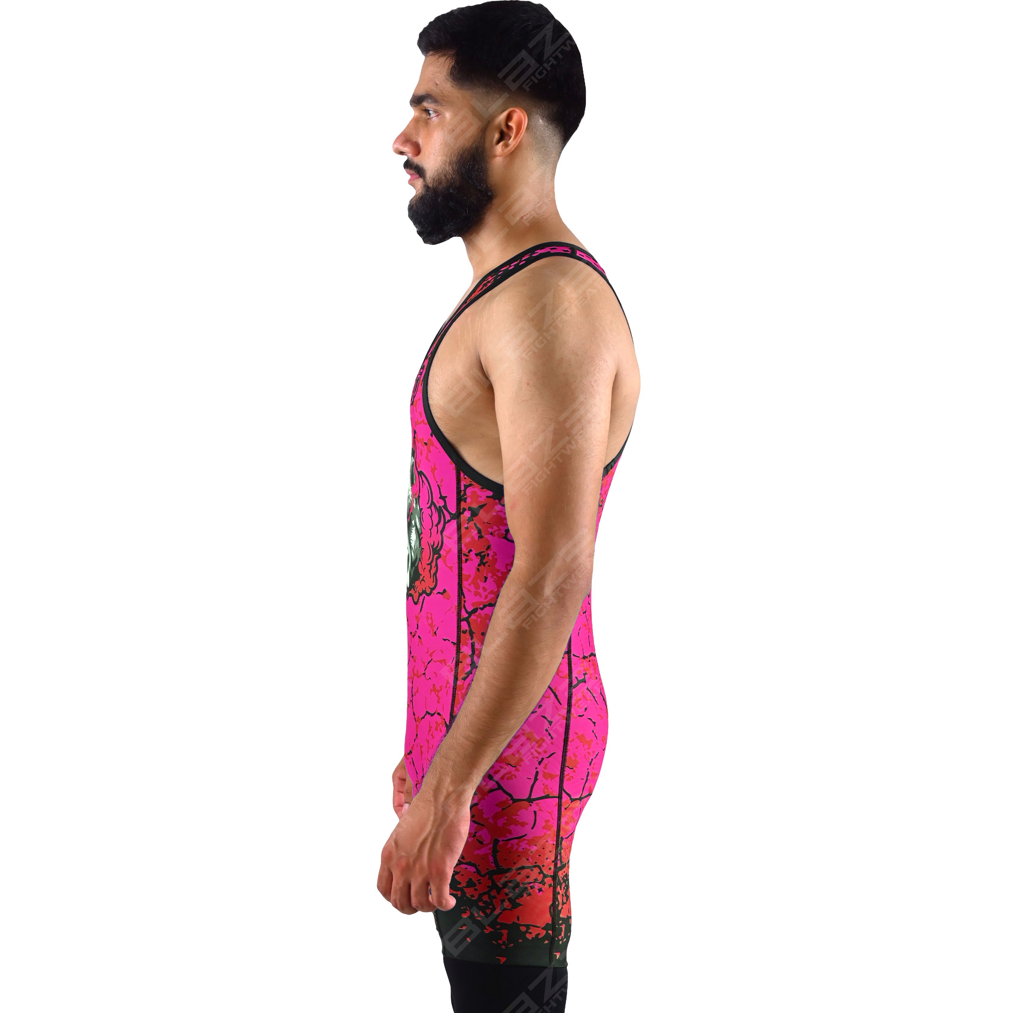 OEM men's high-stretch powerlifting singlet, a one-piece style with a trendy knitted design. - view 5