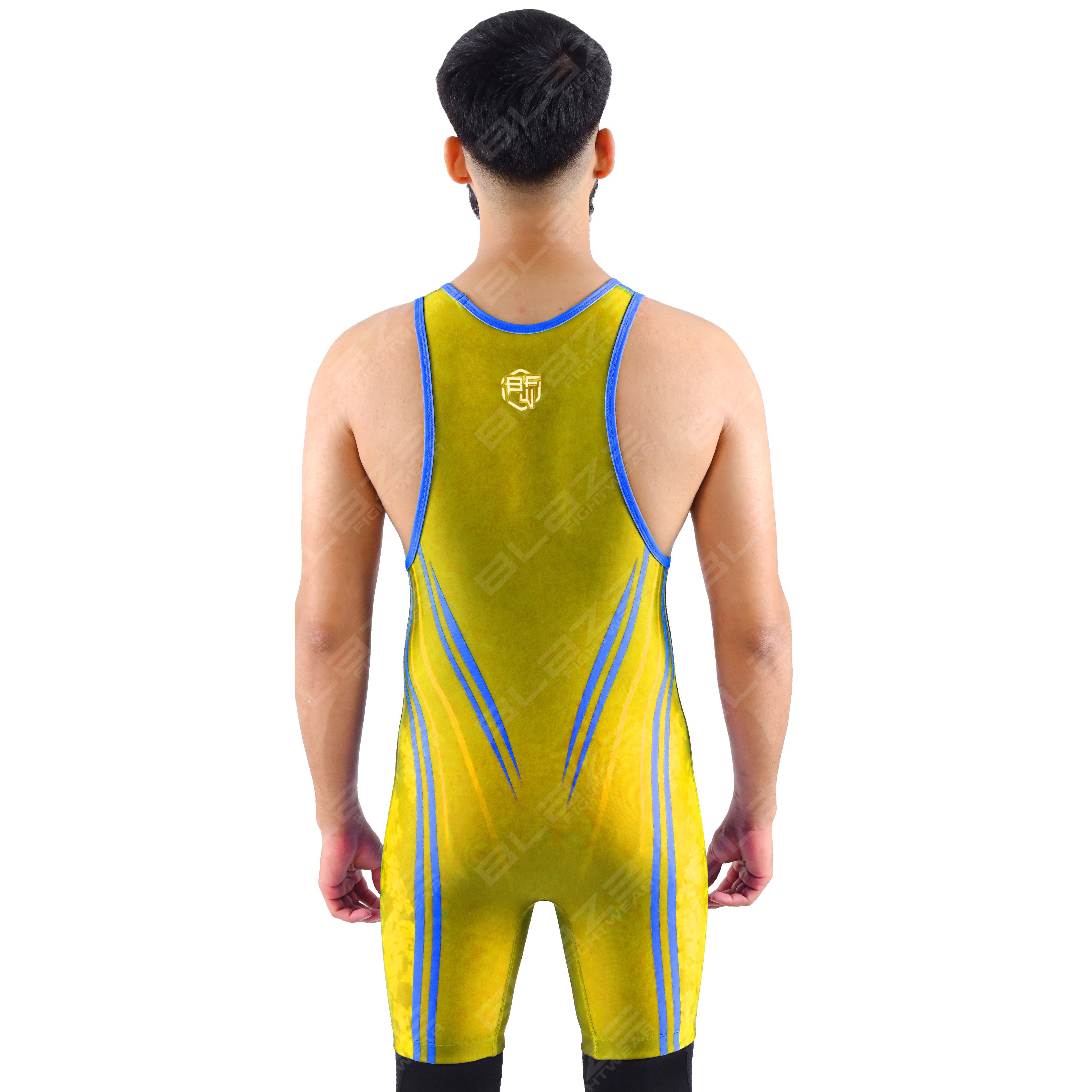  OEM men's high-elastic powerlifting singlet, one-piece outfit with a modern knitted design. - view 2