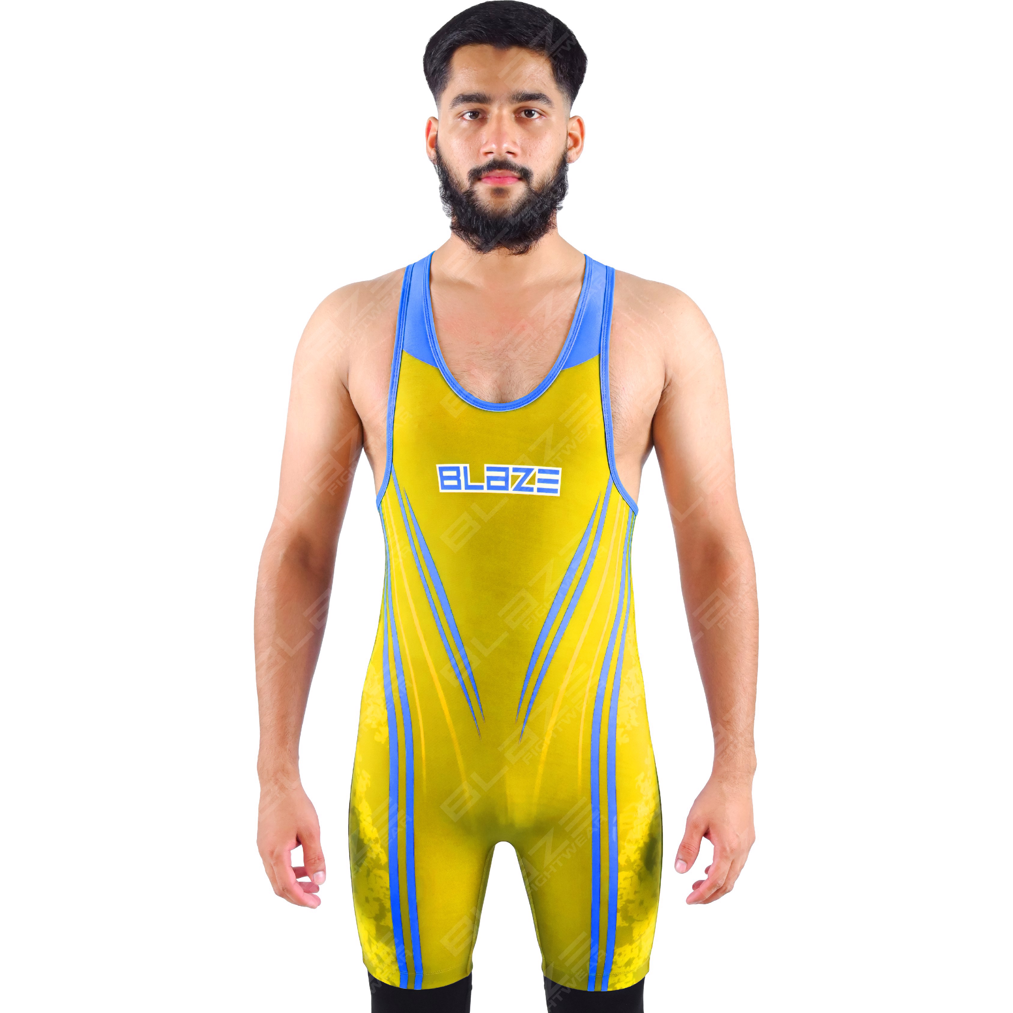  OEM men's high-elastic powerlifting singlet, one-piece outfit with a modern knitted design. - view 4