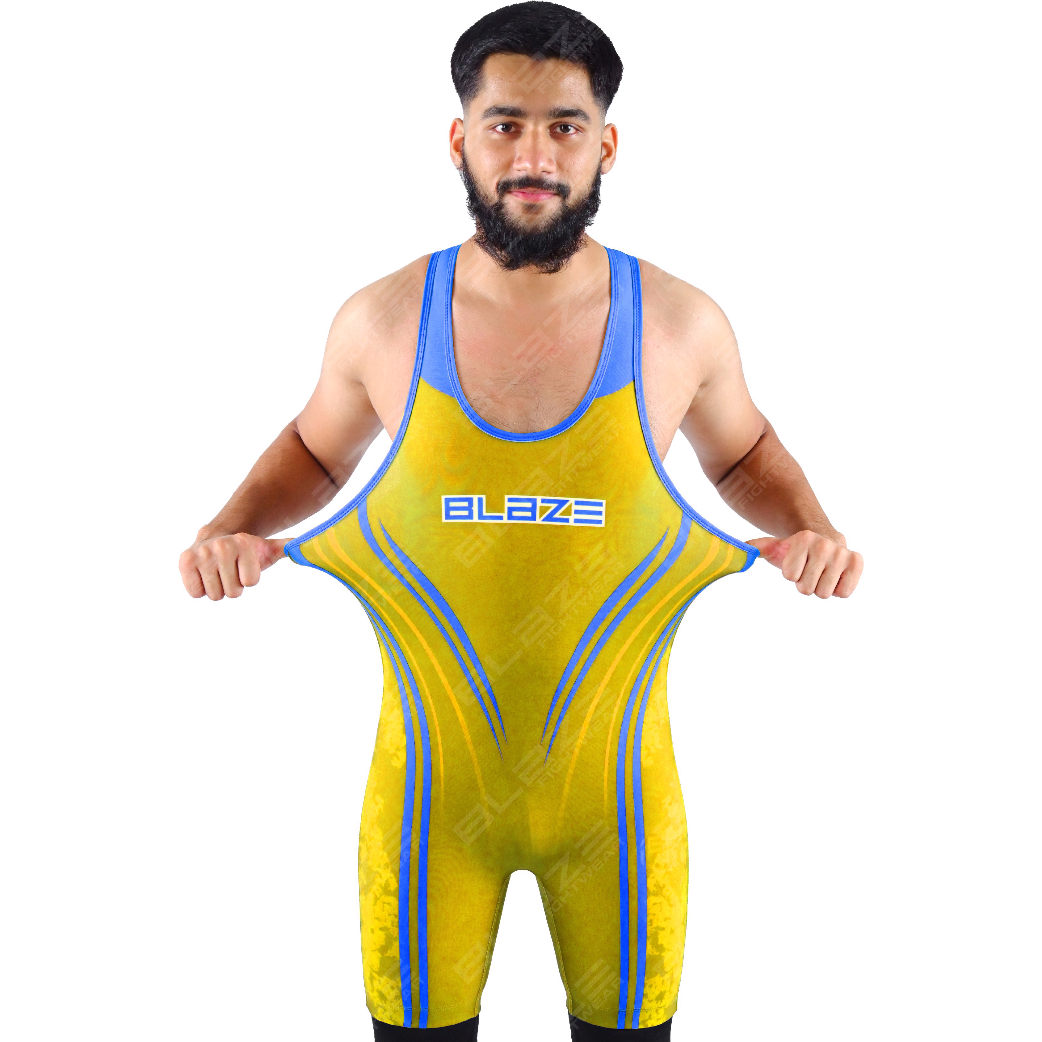  OEM men's high-elastic powerlifting singlet, one-piece outfit with a modern knitted design. - view 5