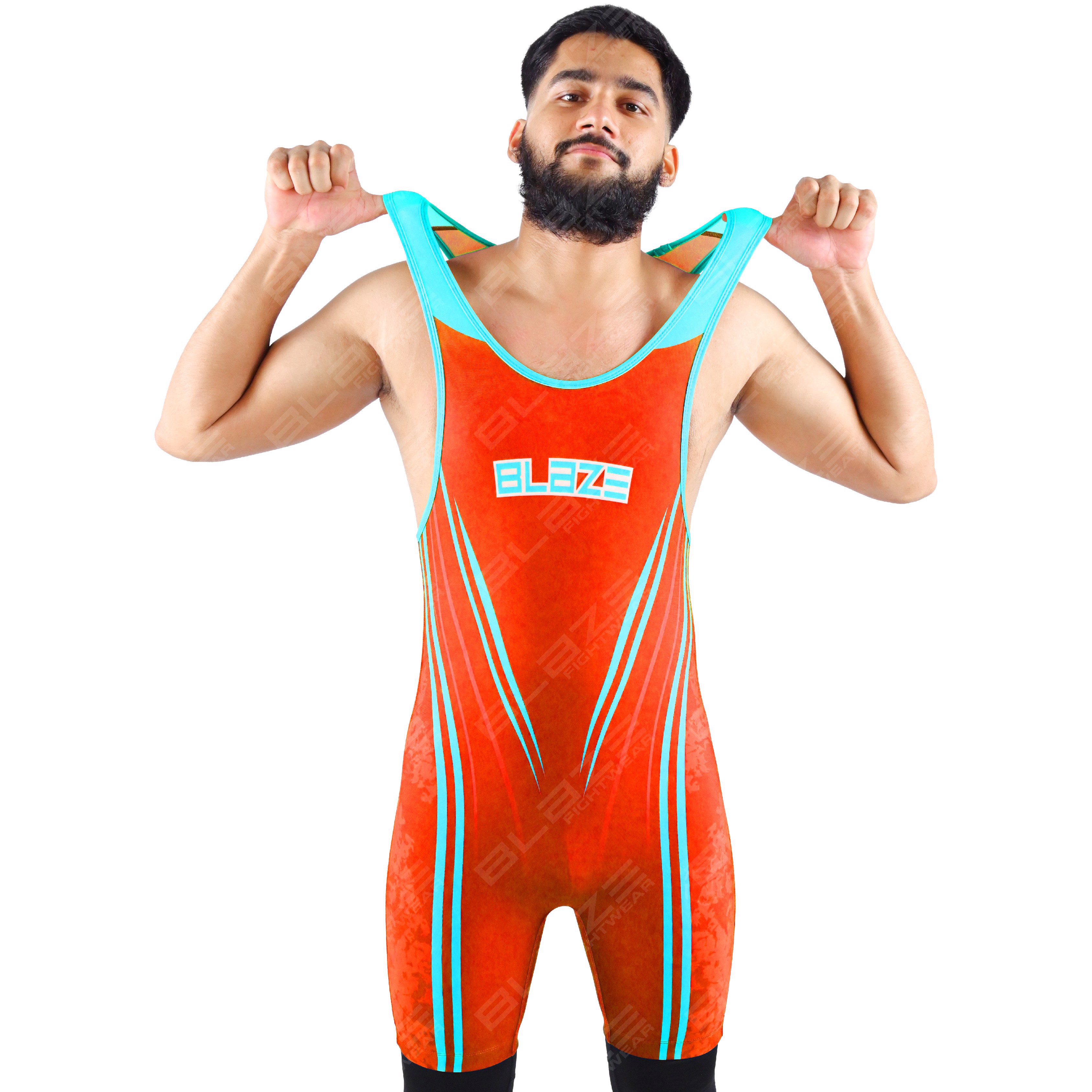  OEM men's high-elastic powerlifting singlet, one-piece outfit with a modern knitted design. - view 9