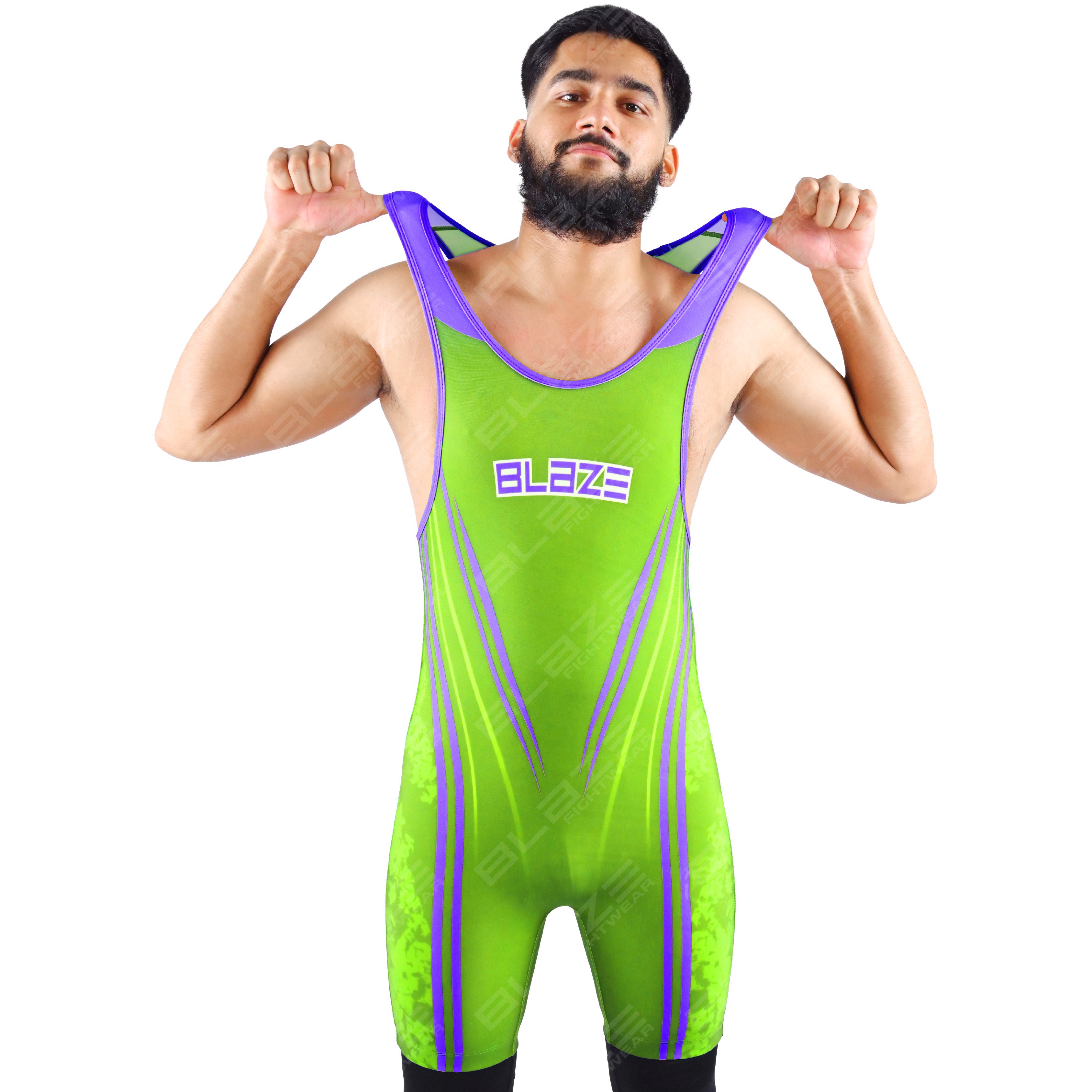 OEM men's high-elastic powerlifting singlet, one-piece outfit with a modern knitted design. - view 10