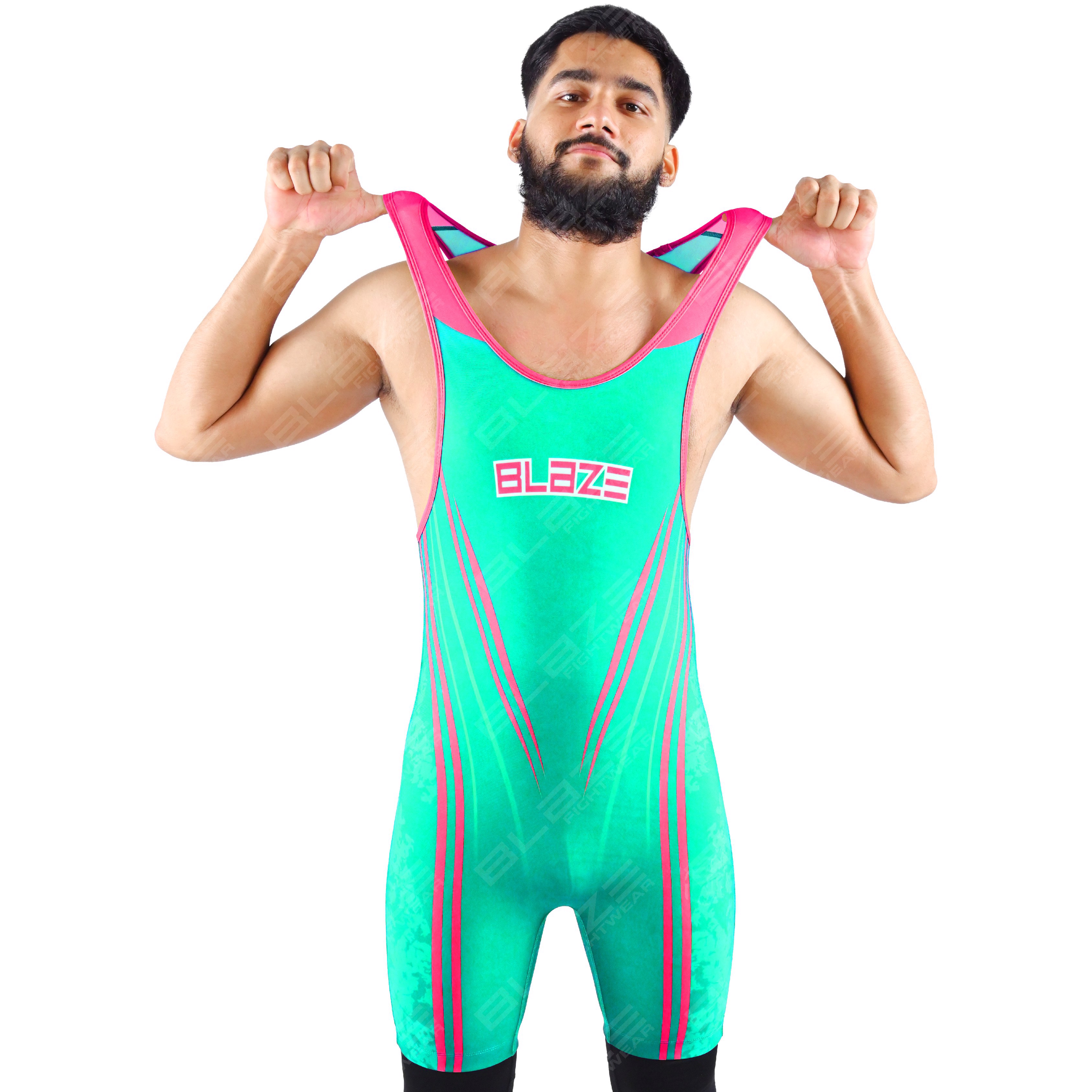  OEM men's high-elastic powerlifting singlet, one-piece outfit with a modern knitted design. - view 11