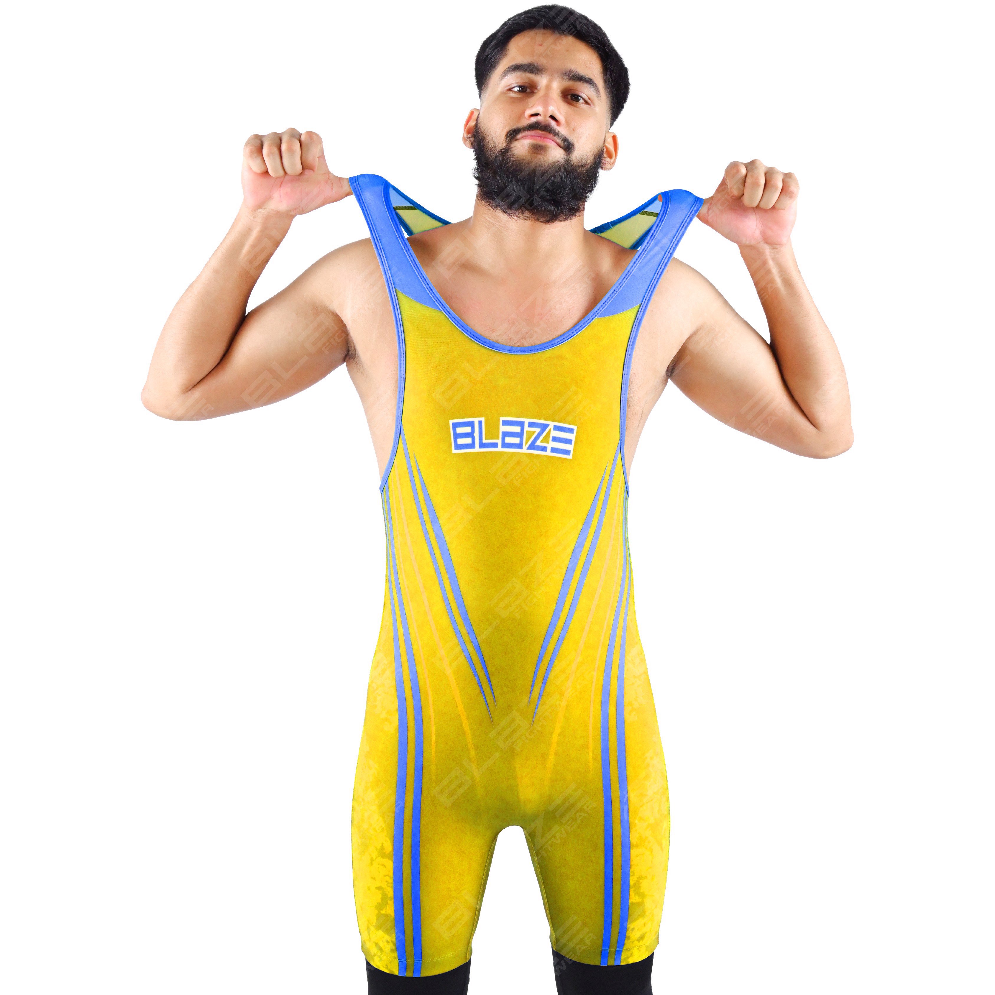  OEM men's high-elastic powerlifting singlet, one-piece outfit with a modern knitted design. - view 14