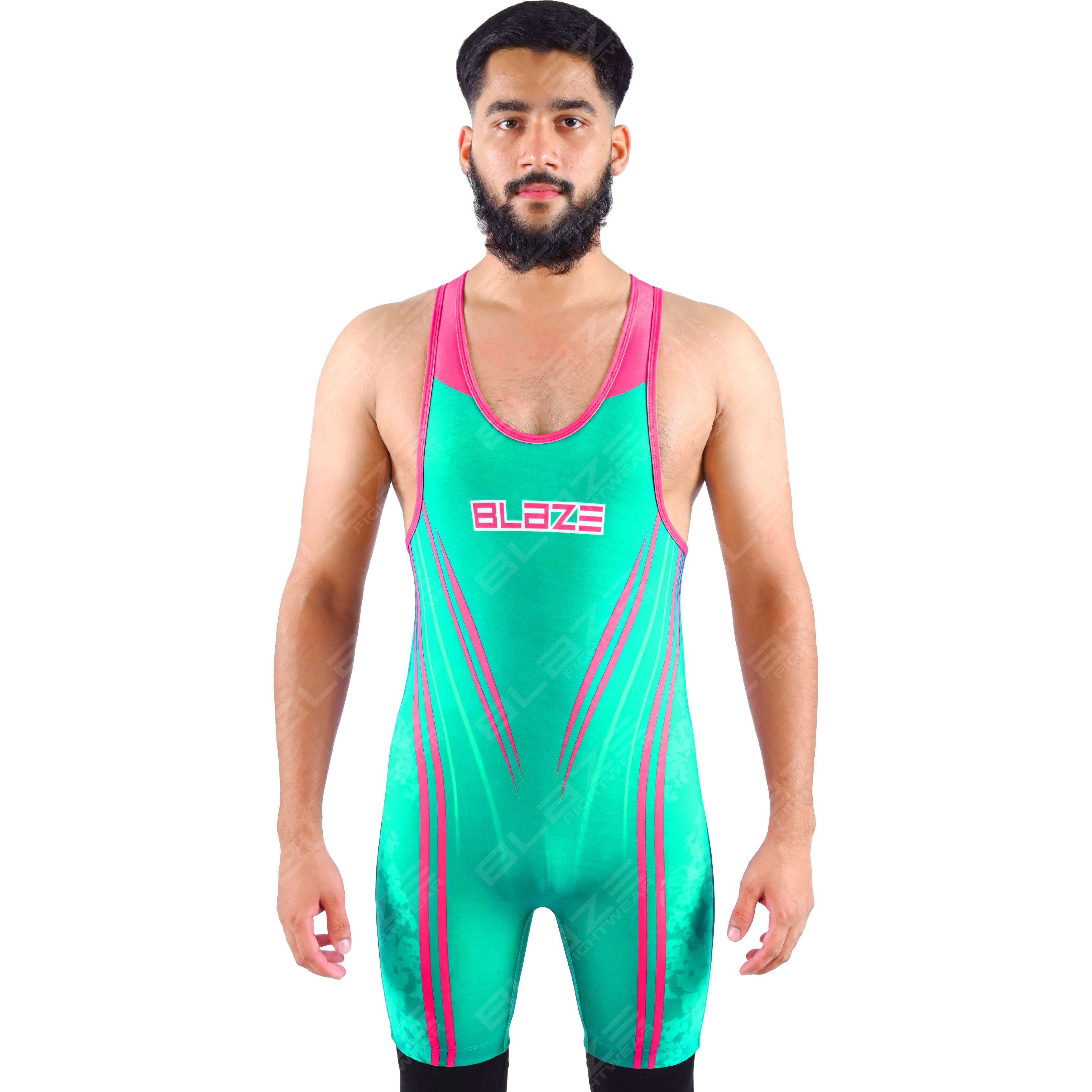 OEM men's high-elastic powerlifting singlet, one-piece garment with a modern knitted design. - view 5