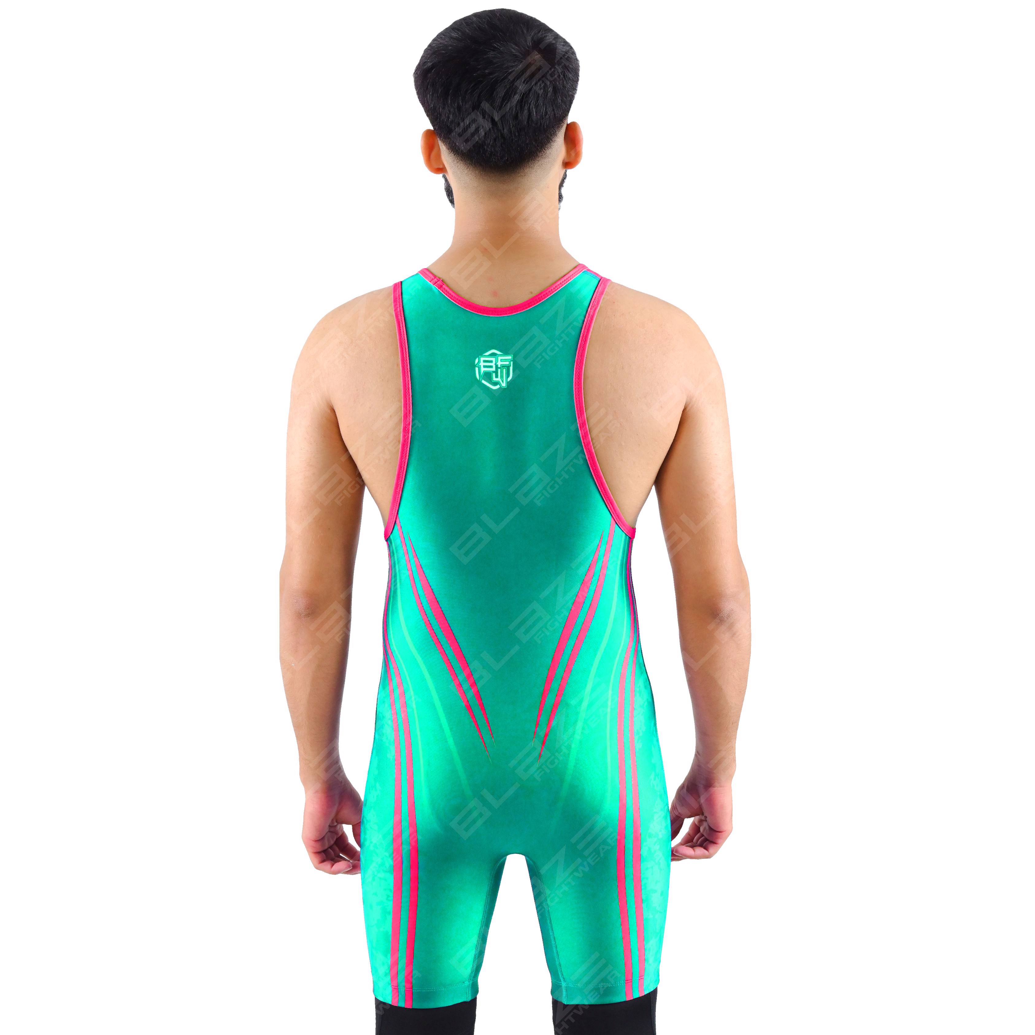 OEM men's high-elastic powerlifting singlet, one-piece garment with a modern knitted design. - view 8