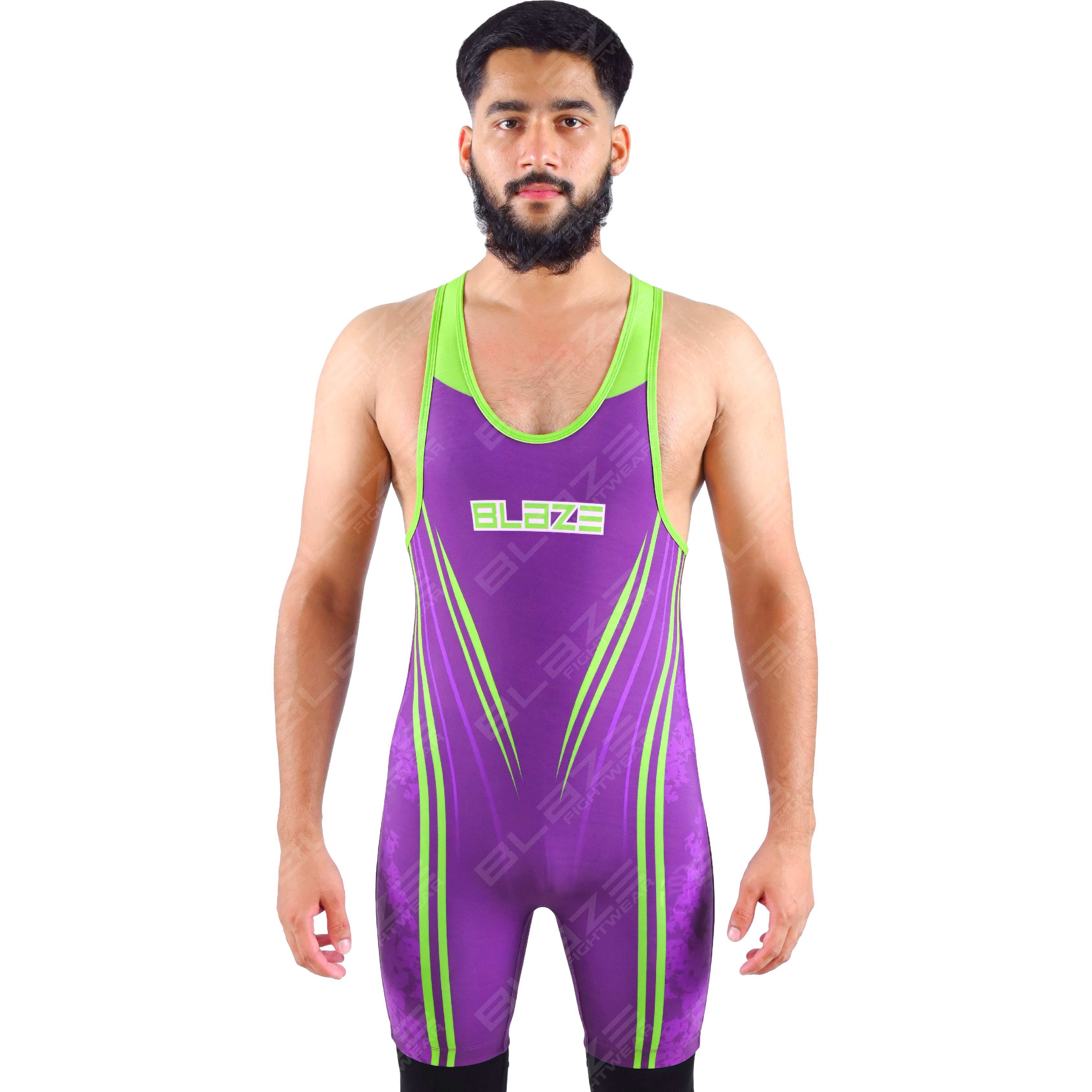 OEM men's high-stretch powerlifting singlet, one-piece wear with a sleek knitted design. - view 3