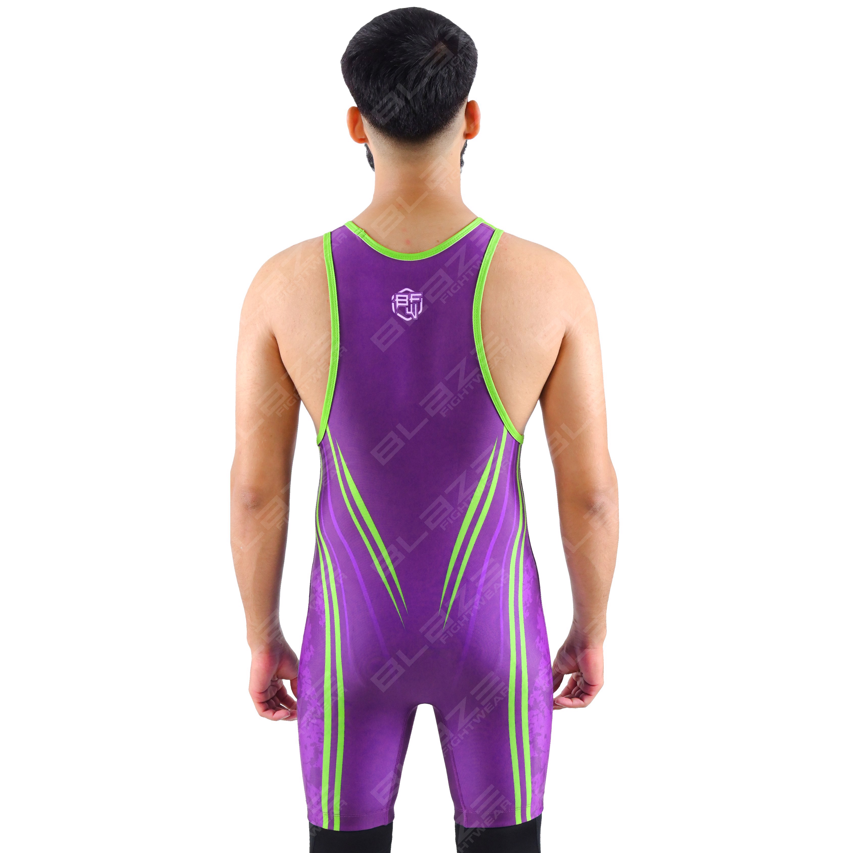 OEM men's high-stretch powerlifting singlet, one-piece wear with a sleek knitted design. - view 4