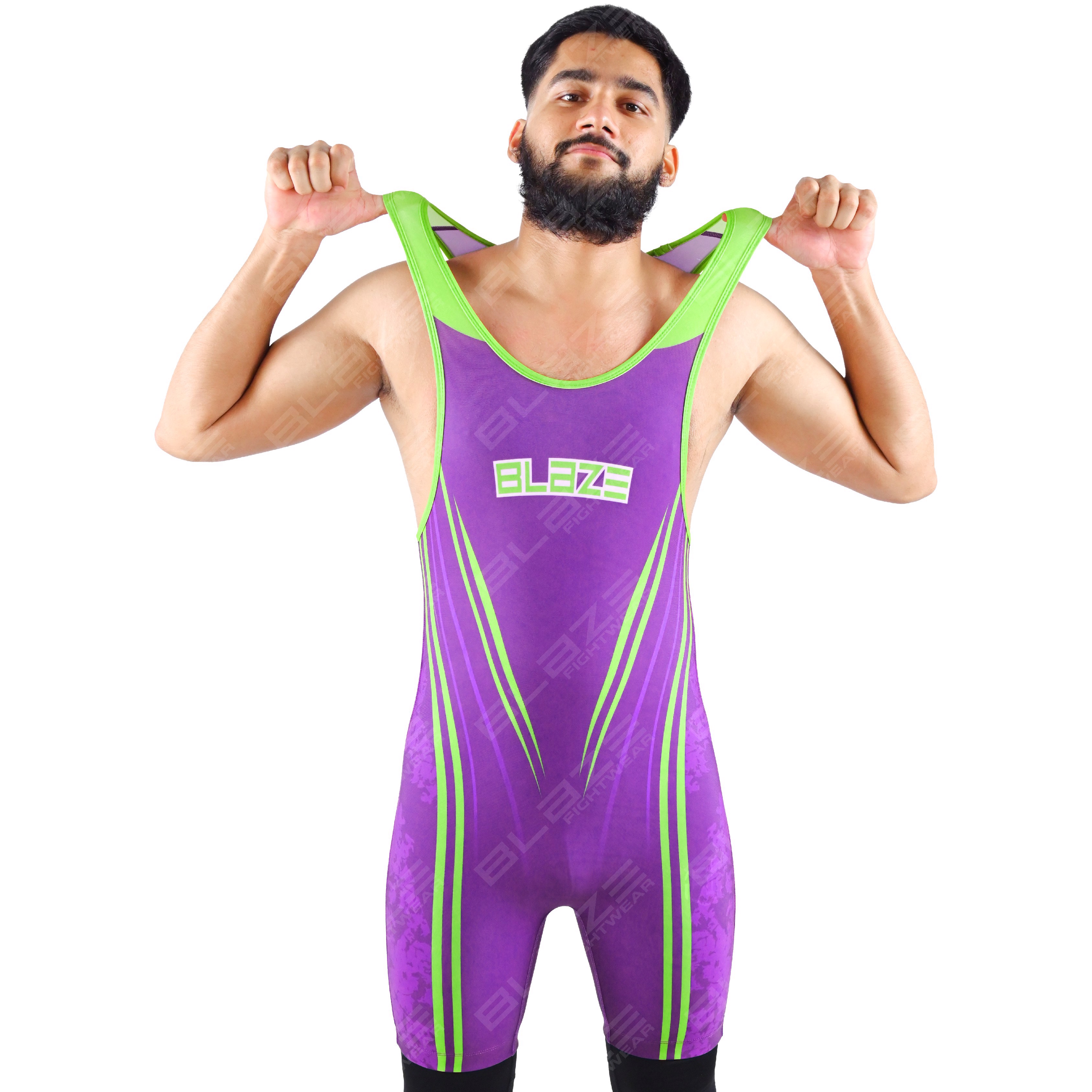 OEM men's high-stretch powerlifting singlet, one-piece wear with a sleek knitted design. - view 5