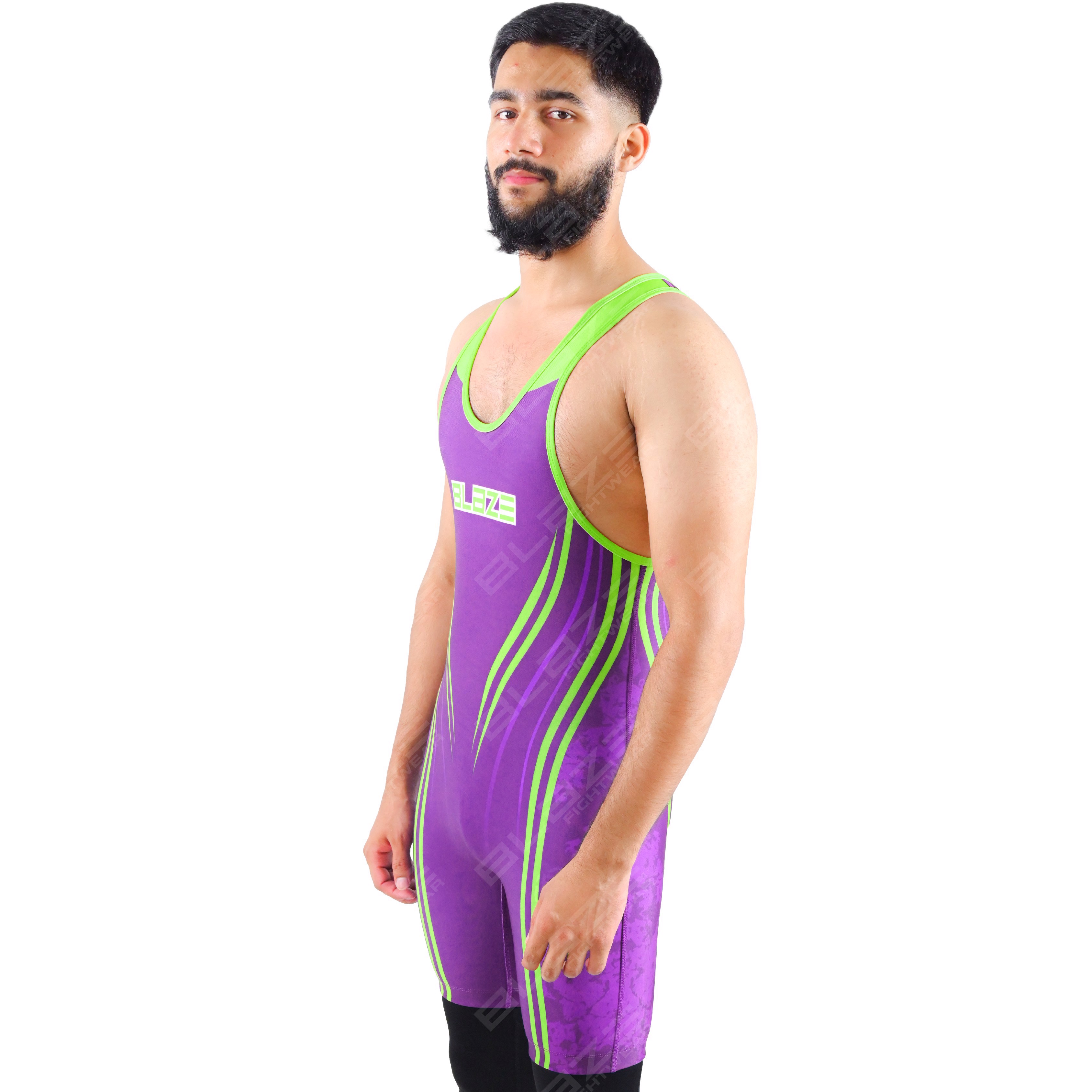 OEM men's high-stretch powerlifting singlet, one-piece wear with a sleek knitted design. - view 6