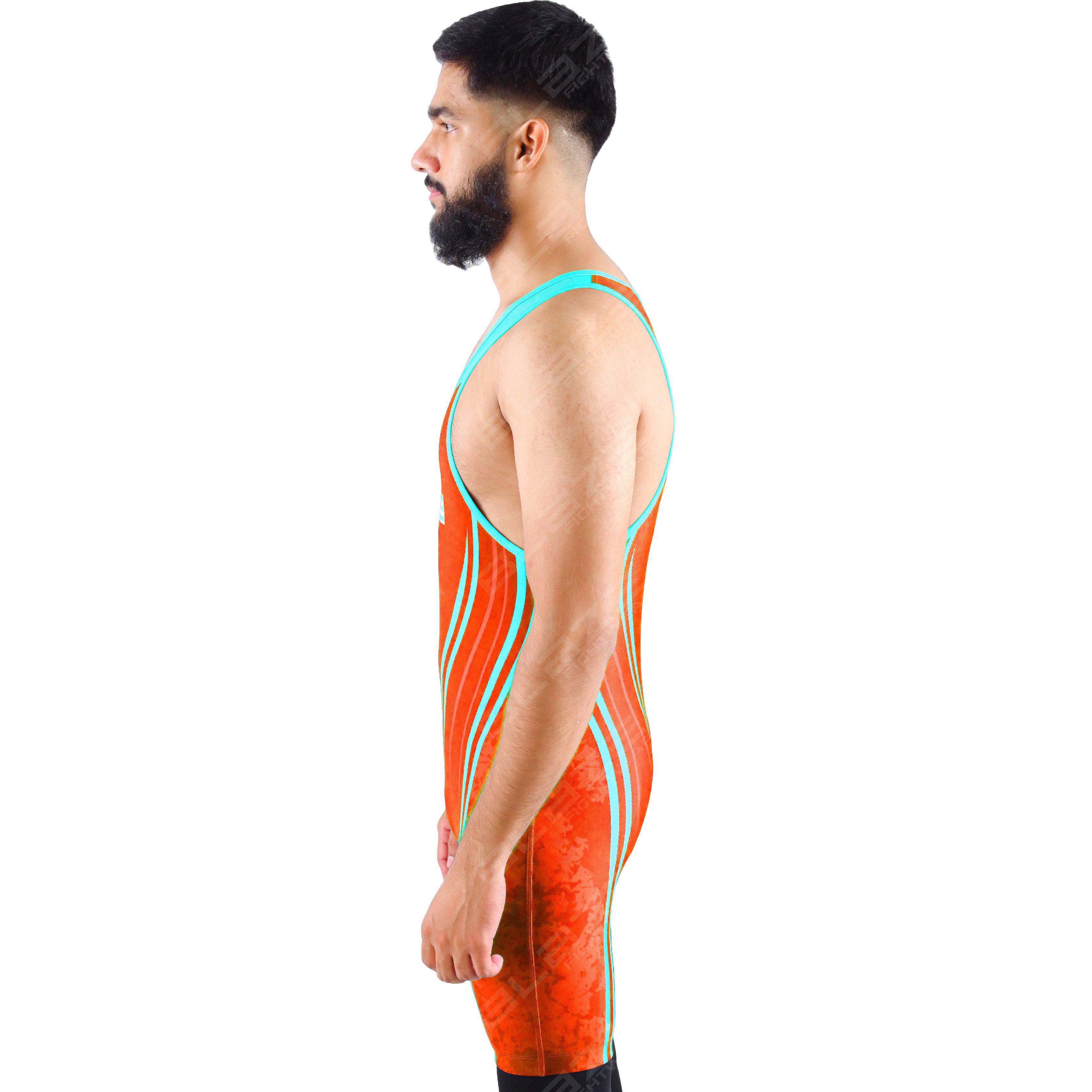  OEM men's high-elastic powerlifting singlet, one-piece style with a refined knitted design.